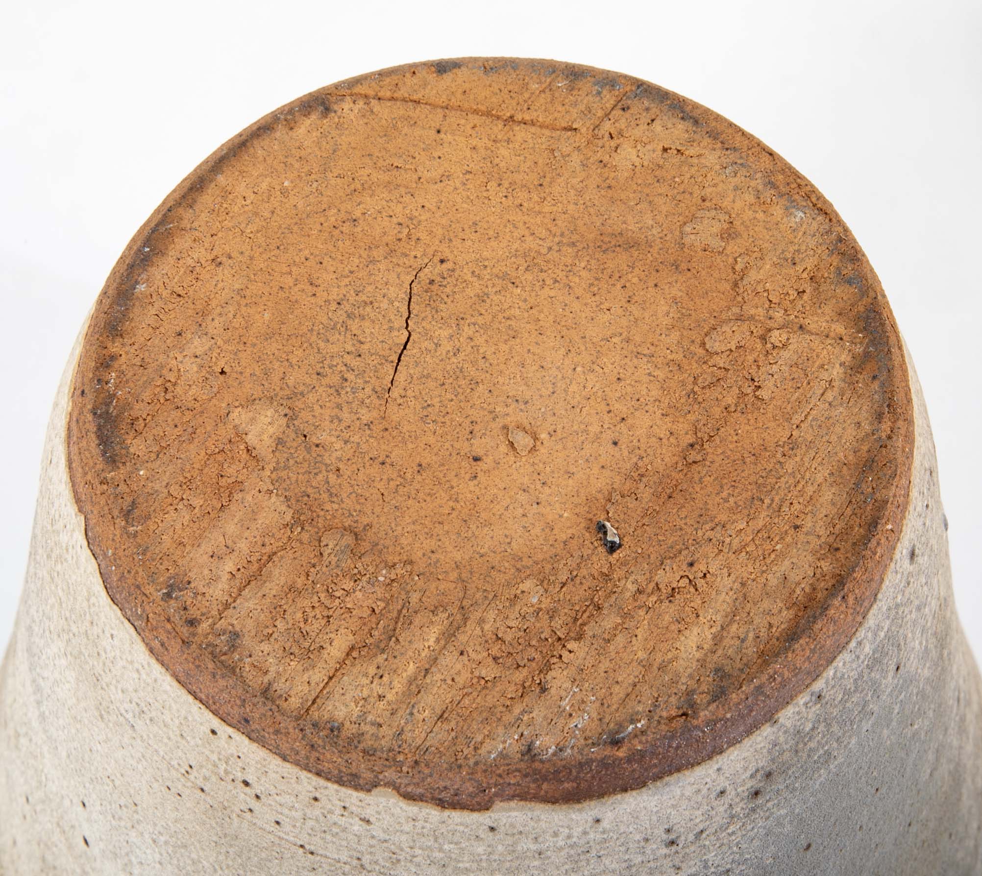 Shigaraki Style Bulbous Brown and Blue Glazed Stoneware Jar with Cover