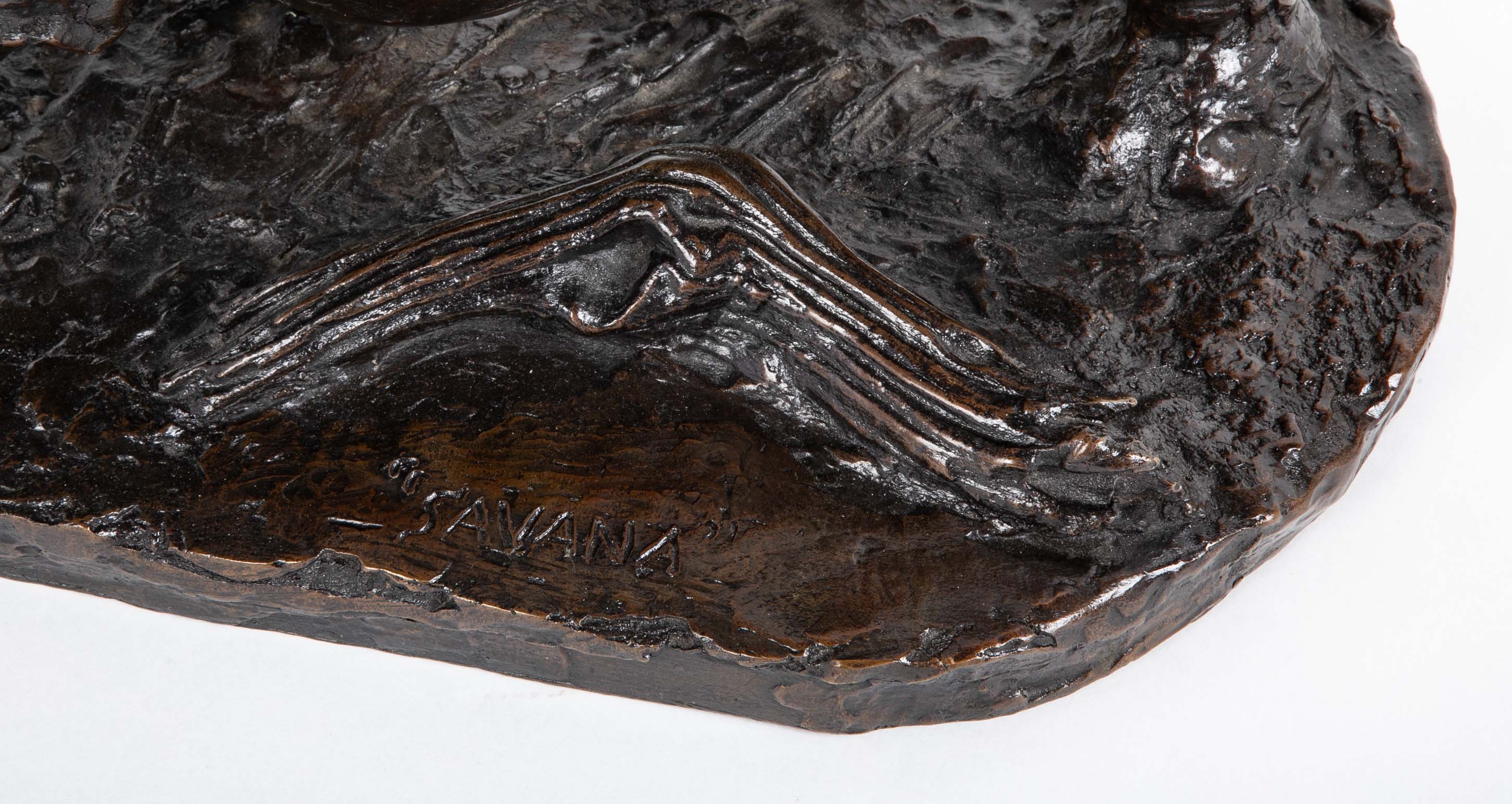 "Savana" Bronze Rhinoceros by French Sculptor Robert Godefroy