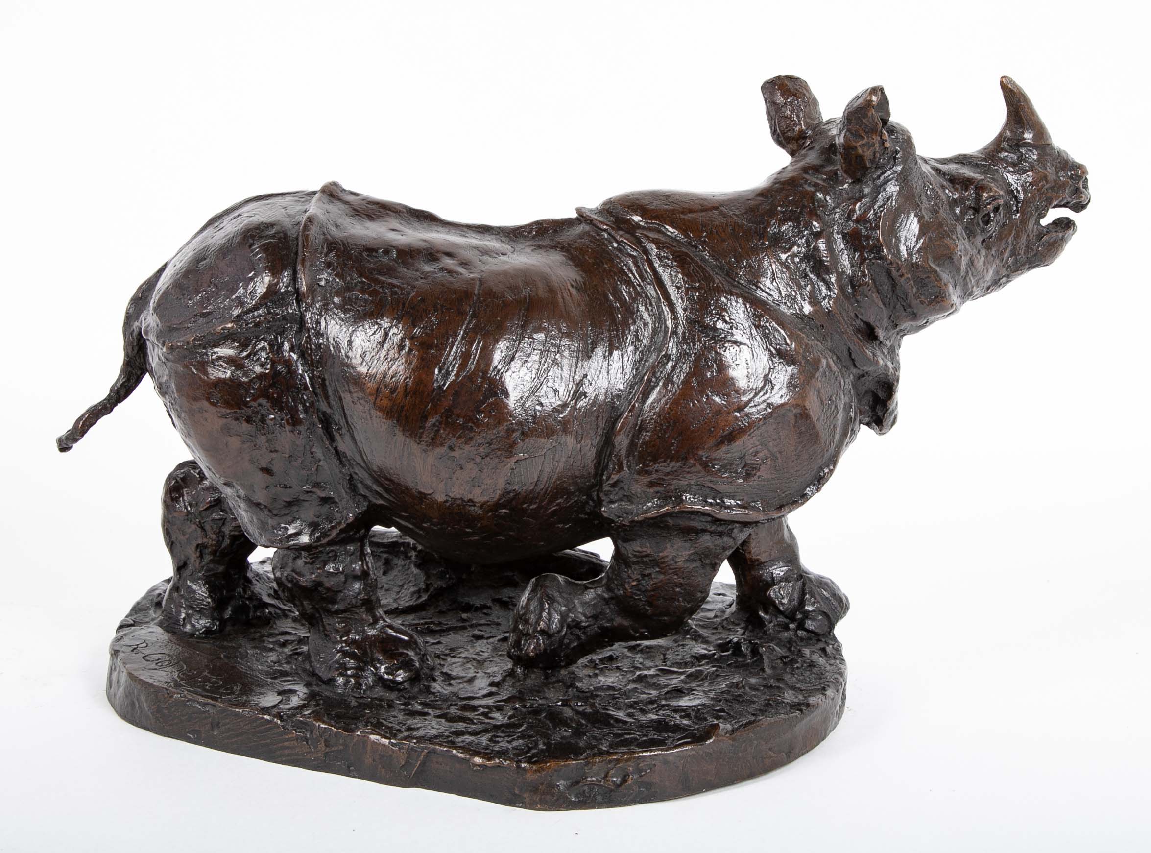 "Savana" Bronze Rhinoceros by French Sculptor Robert Godefroy