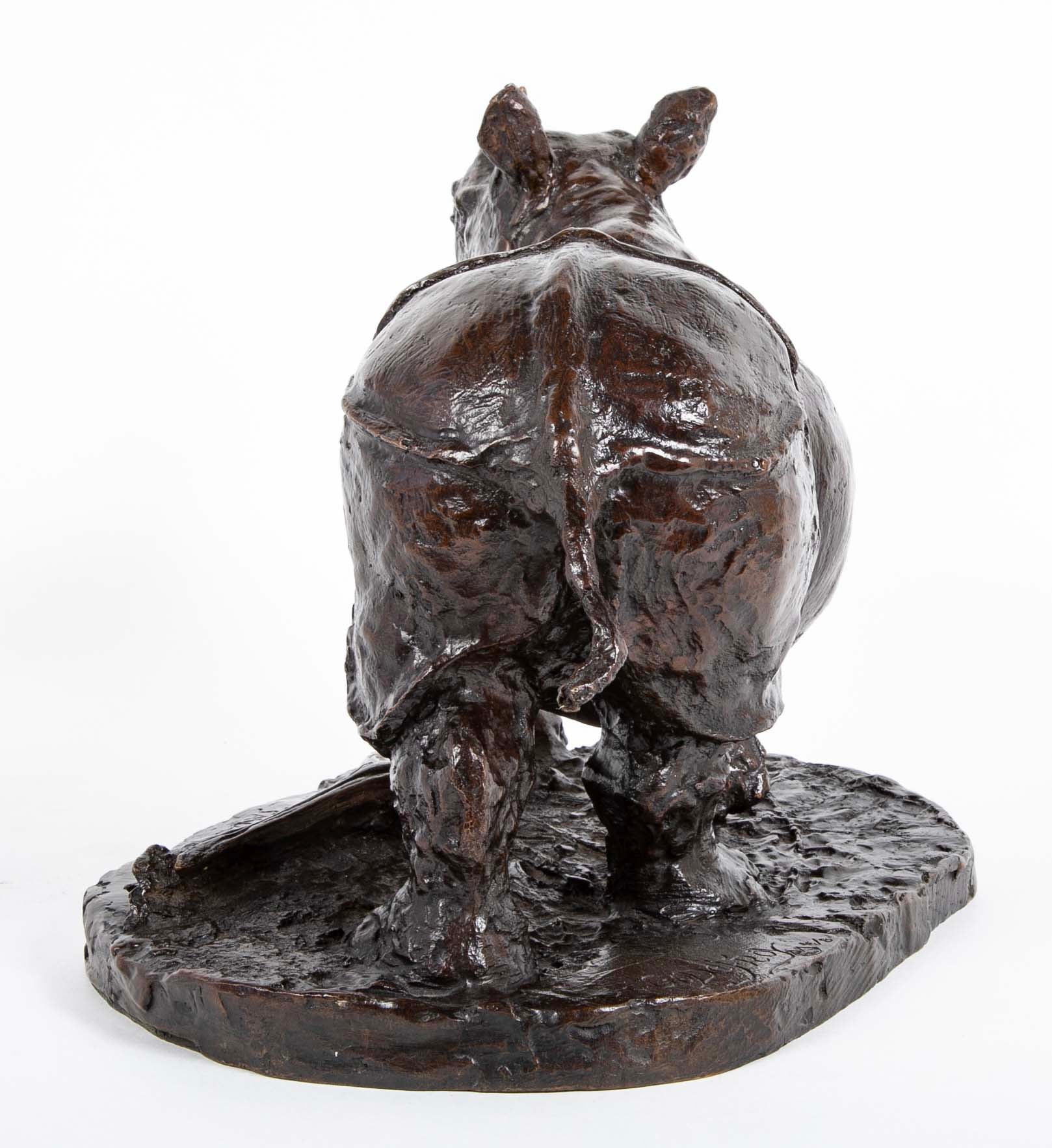 "Savana" Bronze Rhinoceros by French Sculptor Robert Godefroy