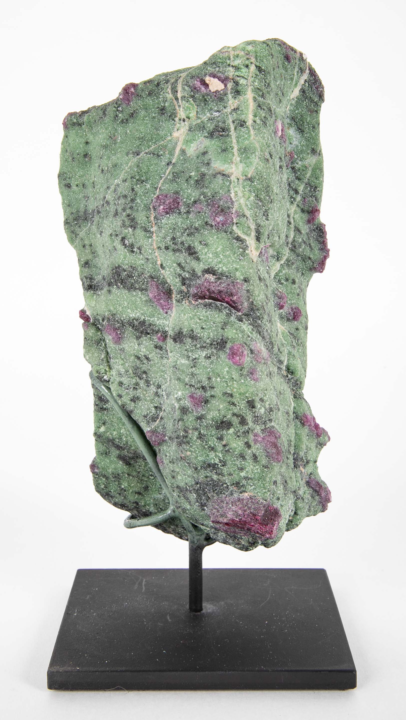 Tanzanian Zoisite with Ruby Specimen on Modern Stand