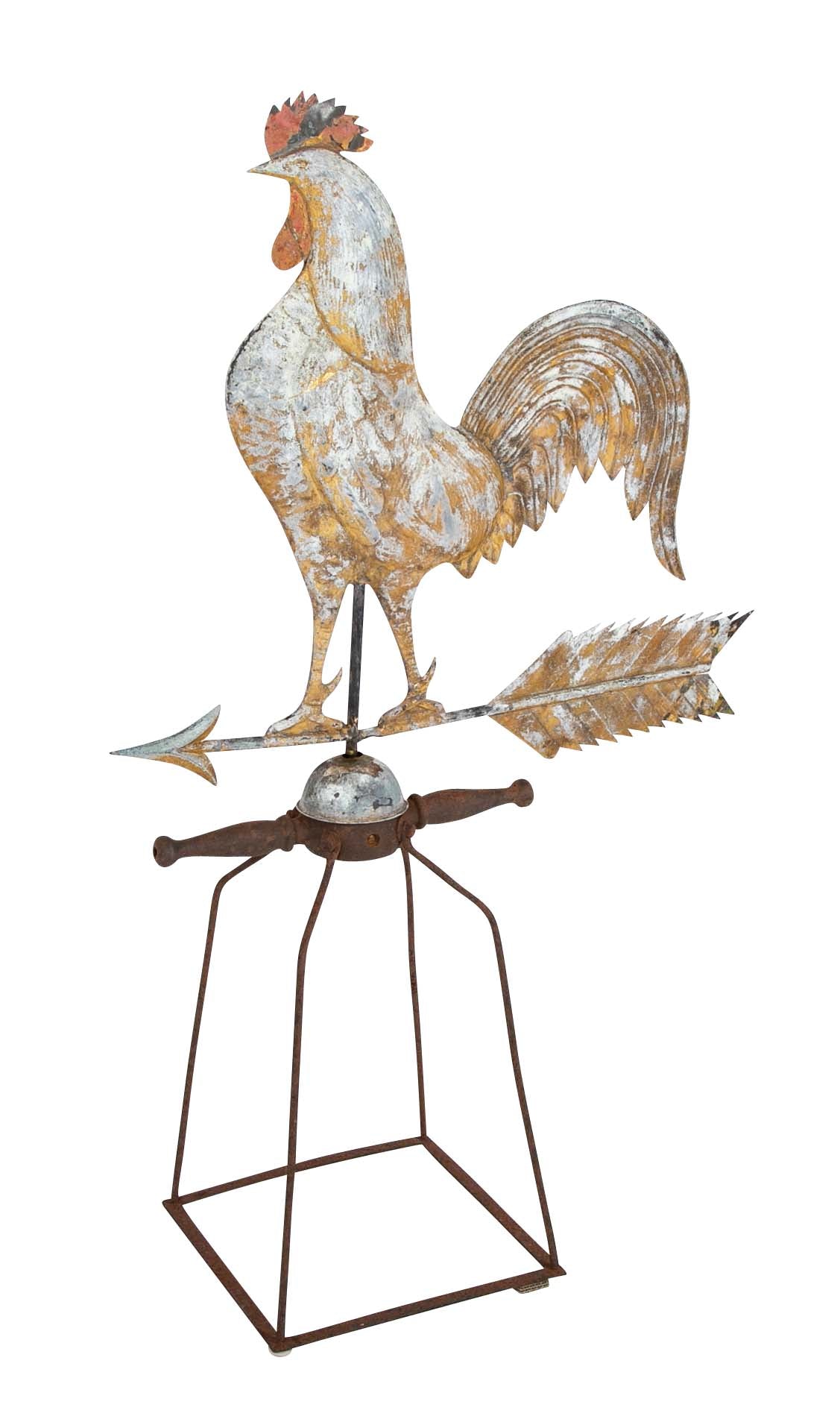 Large Copper Rooster Weathervane - Probably by J W Fisher & Co. New York, NY