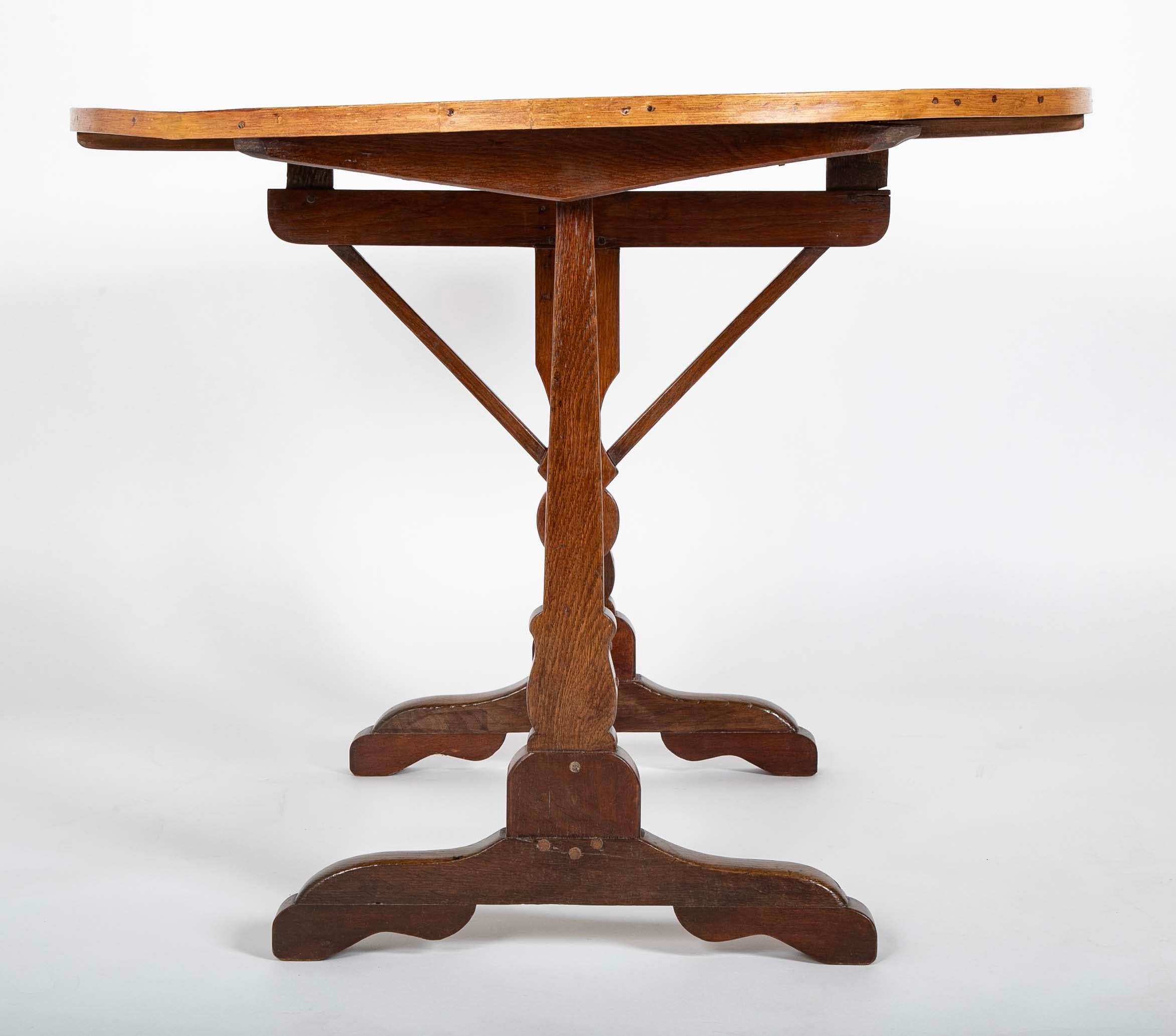 French 19th Century Round Fruitwood Tilt Top Table
