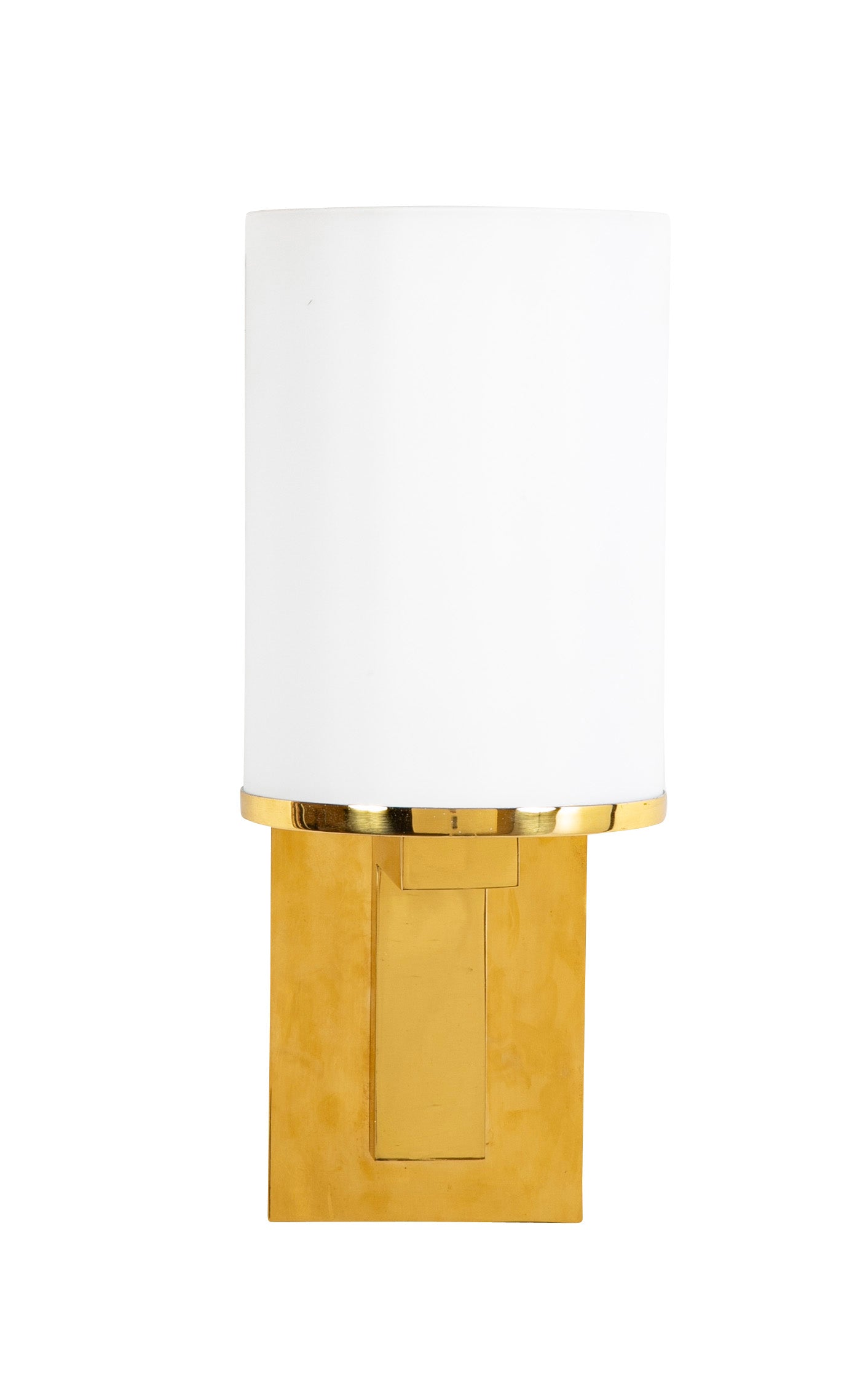 Pair of Brass & Opaline Glass Sconces by Jean Perzel