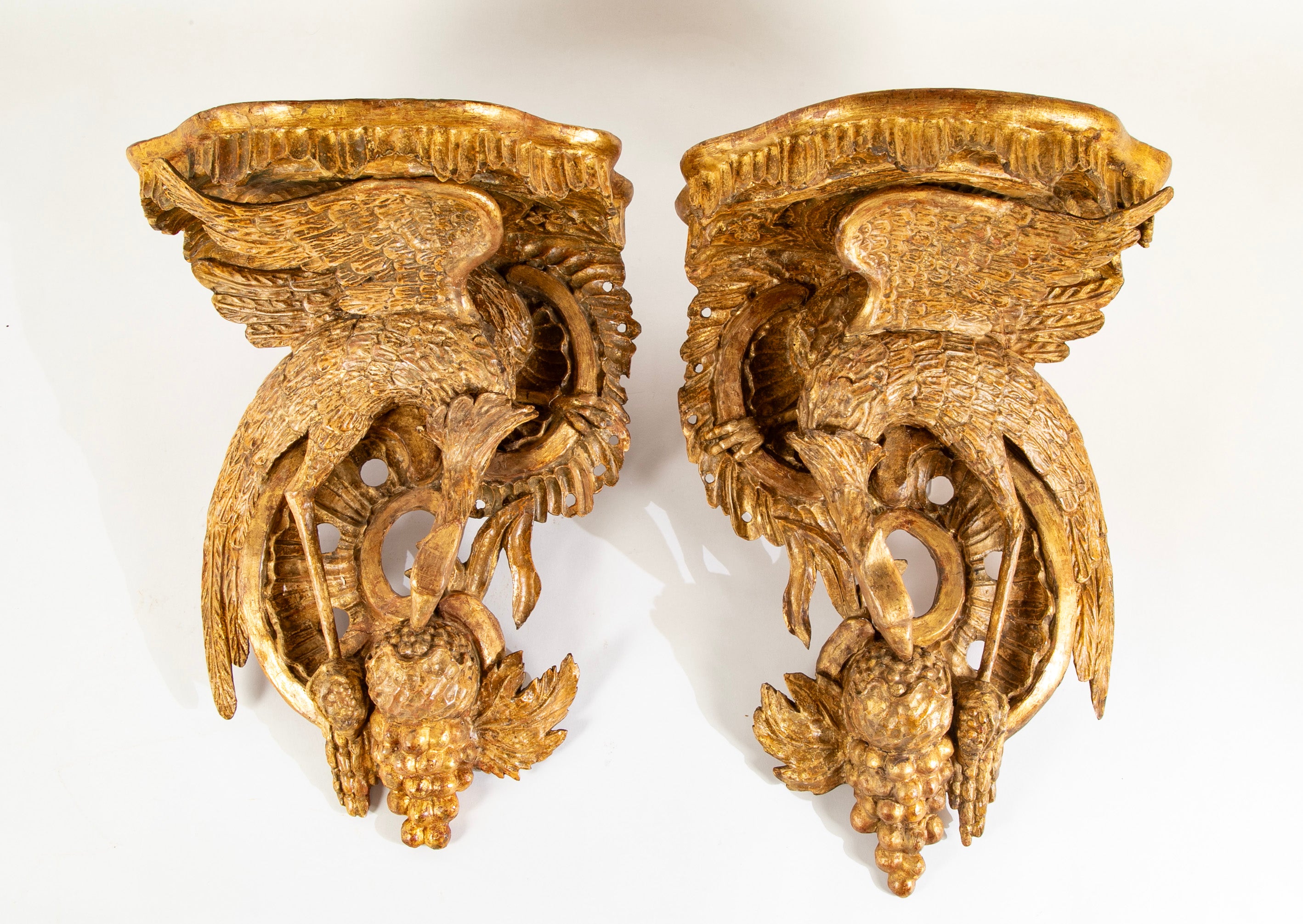 Pair of George II Style Carved Giltwood Wall Brackets