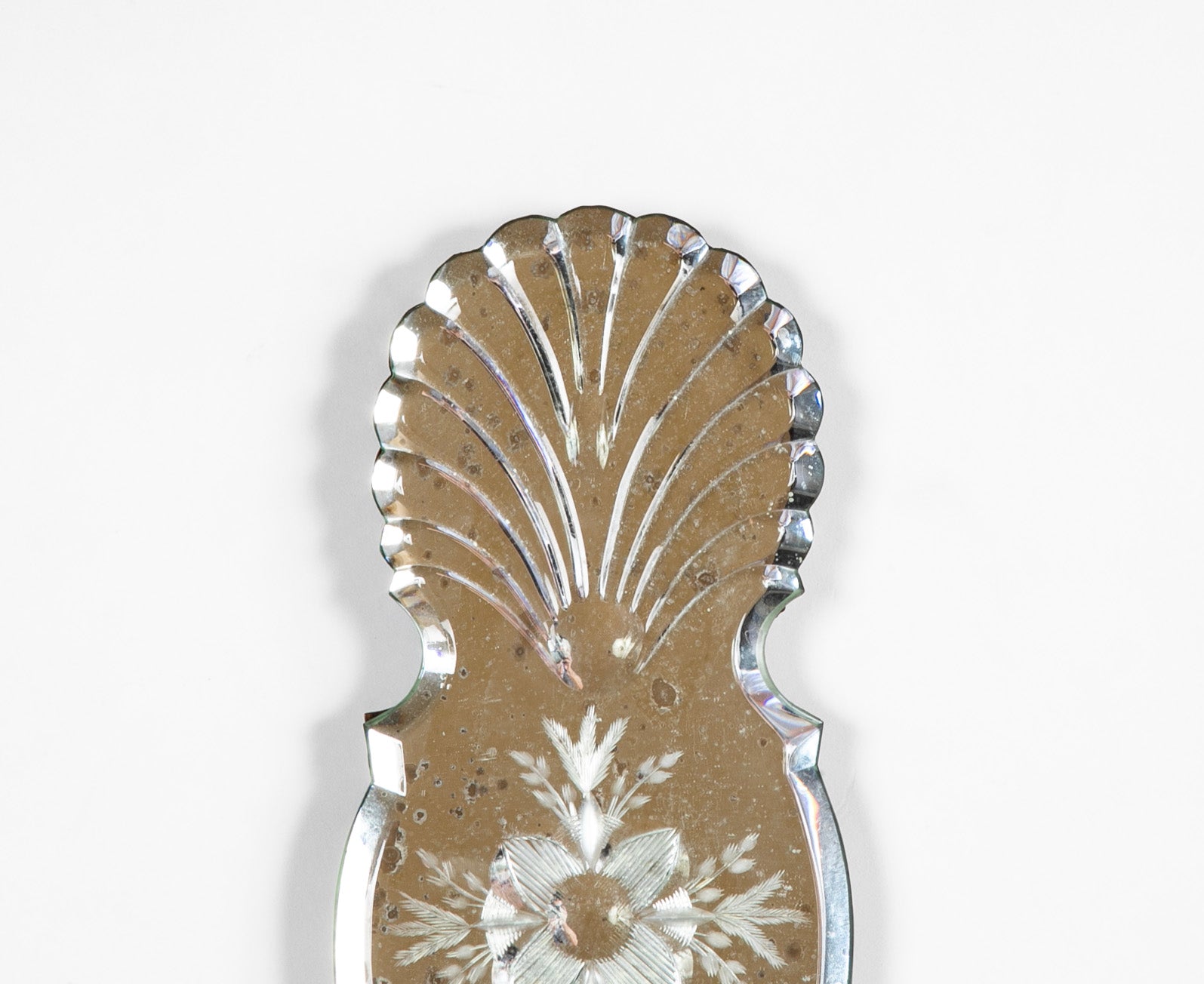 Set of Four Etched Glass Mirror Back Sconces