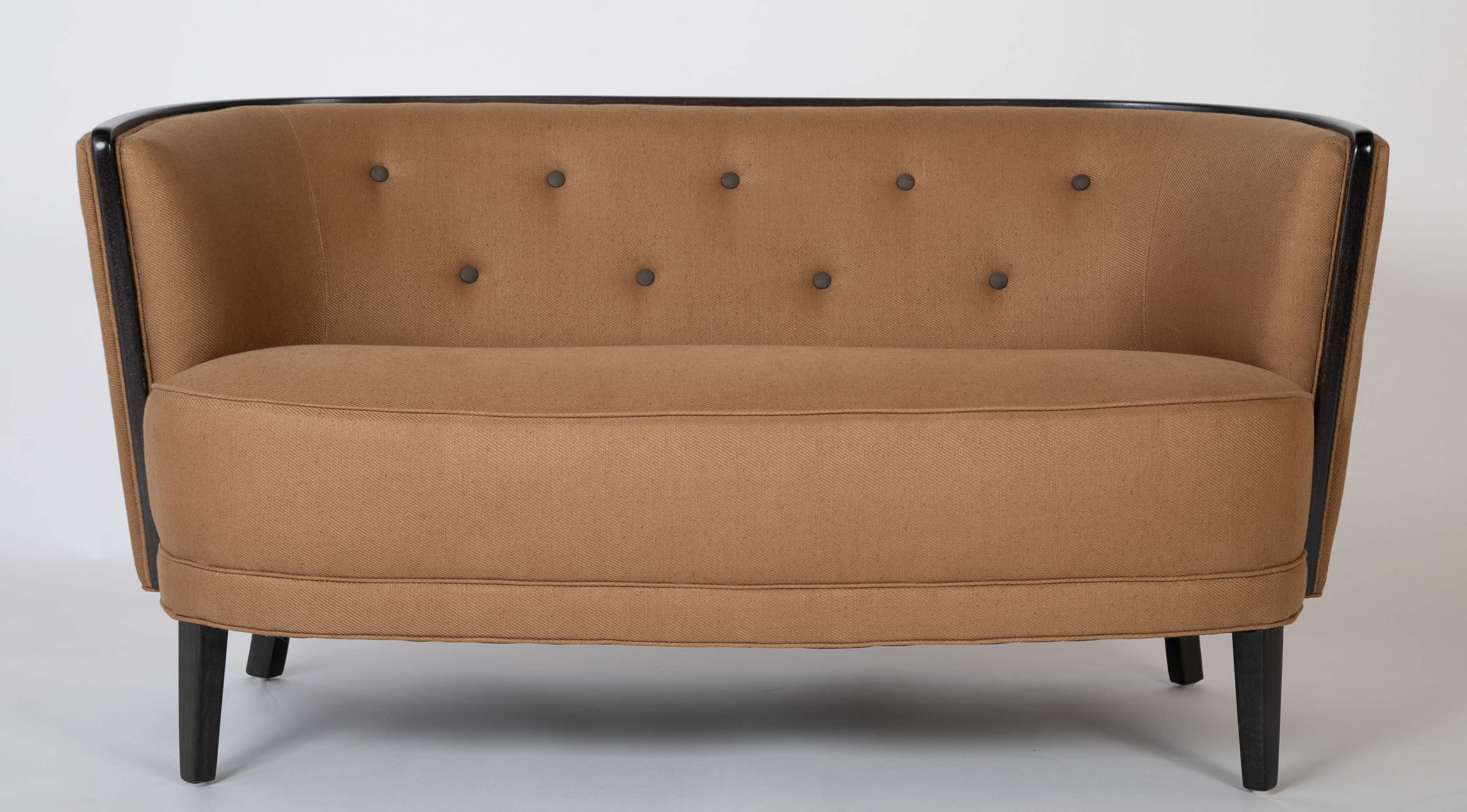 Two Seat Danish Sofa Newly Upholstered in Rogers & Goffigon Fabric