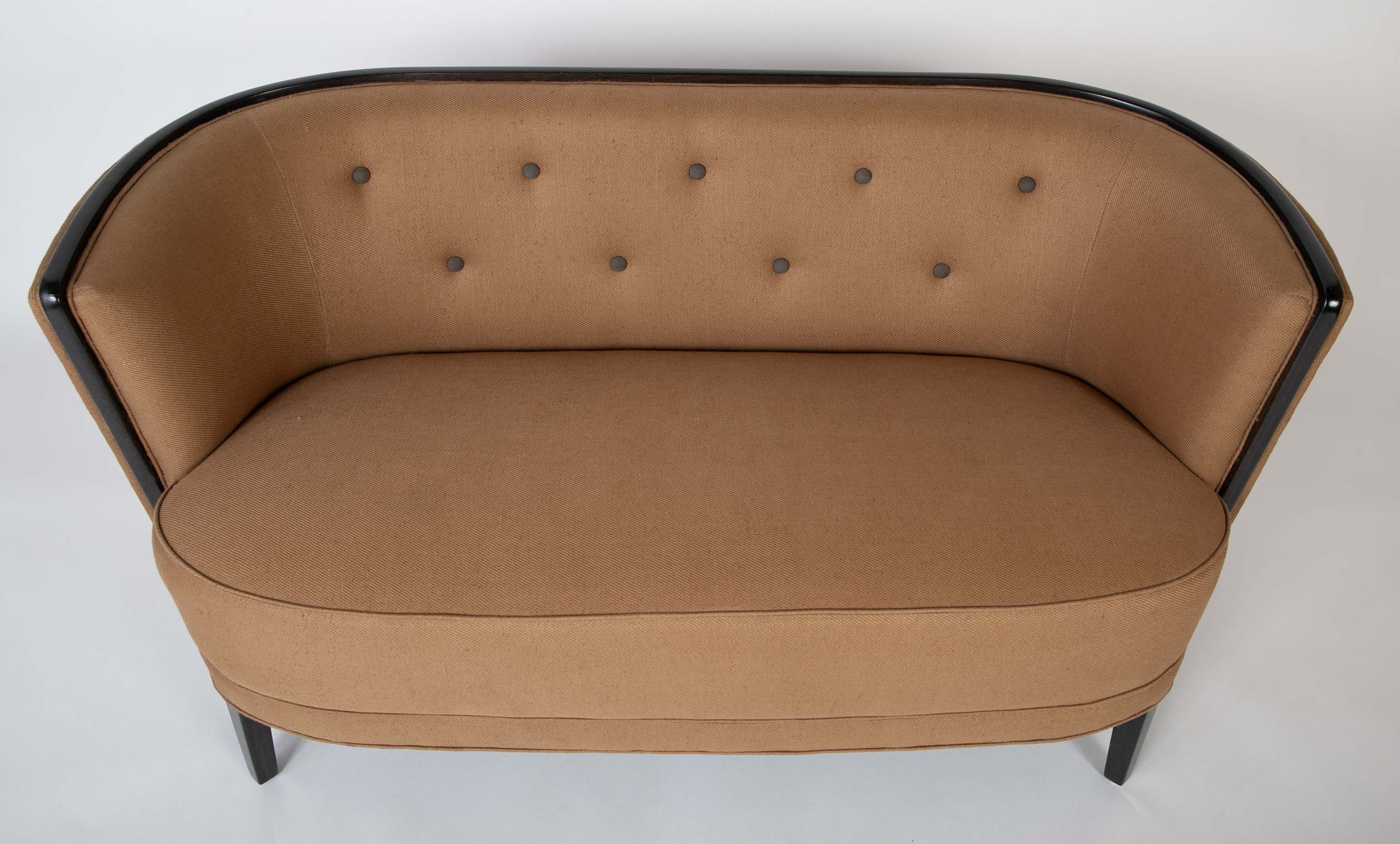 Two Seat Danish Sofa Newly Upholstered in Rogers & Goffigon Fabric