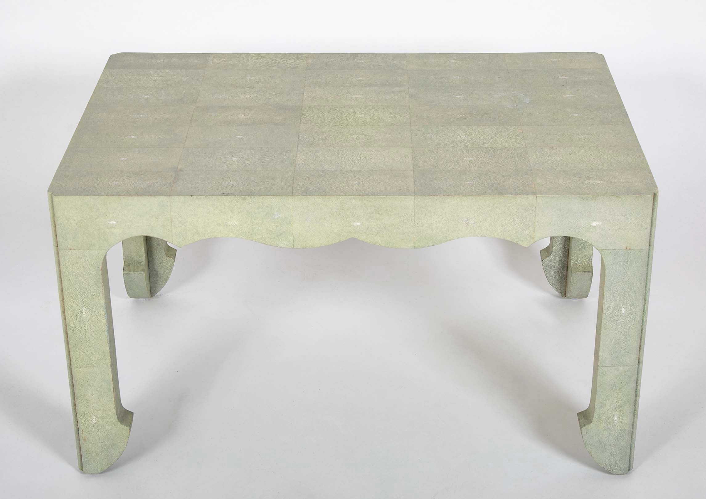 Pale Green Shagreen Veneered Coffee or Low Table