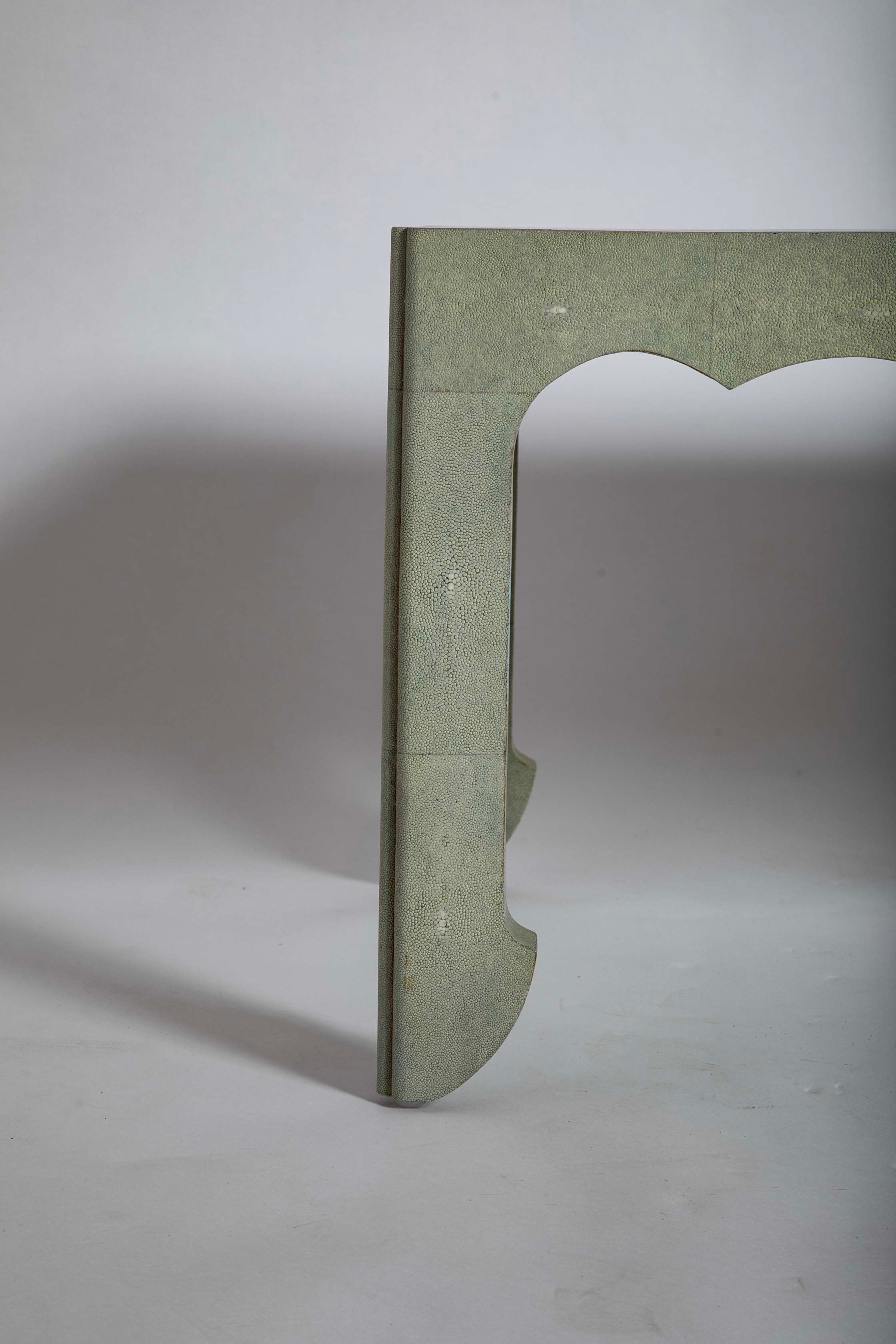 Pale Green Shagreen Veneered Coffee or Low Table