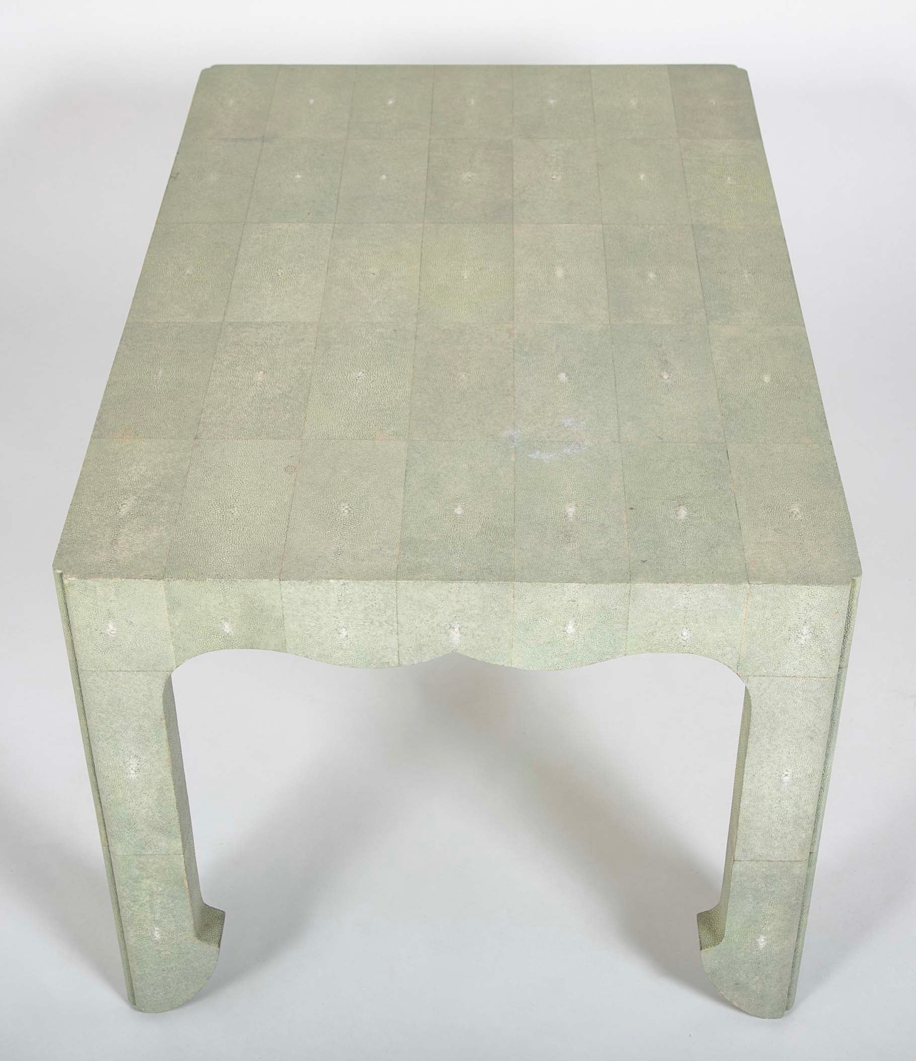 Pale Green Shagreen Veneered Coffee or Low Table