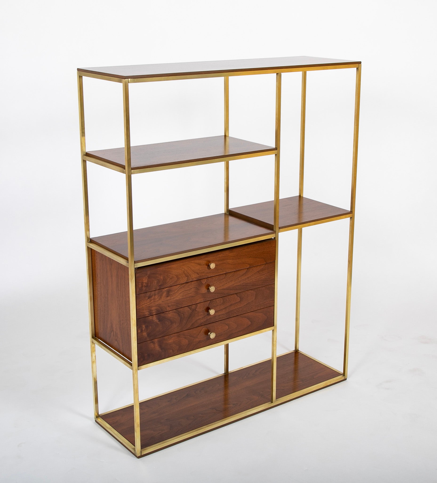 Paul McCobb Walnut & Brass Bookcase