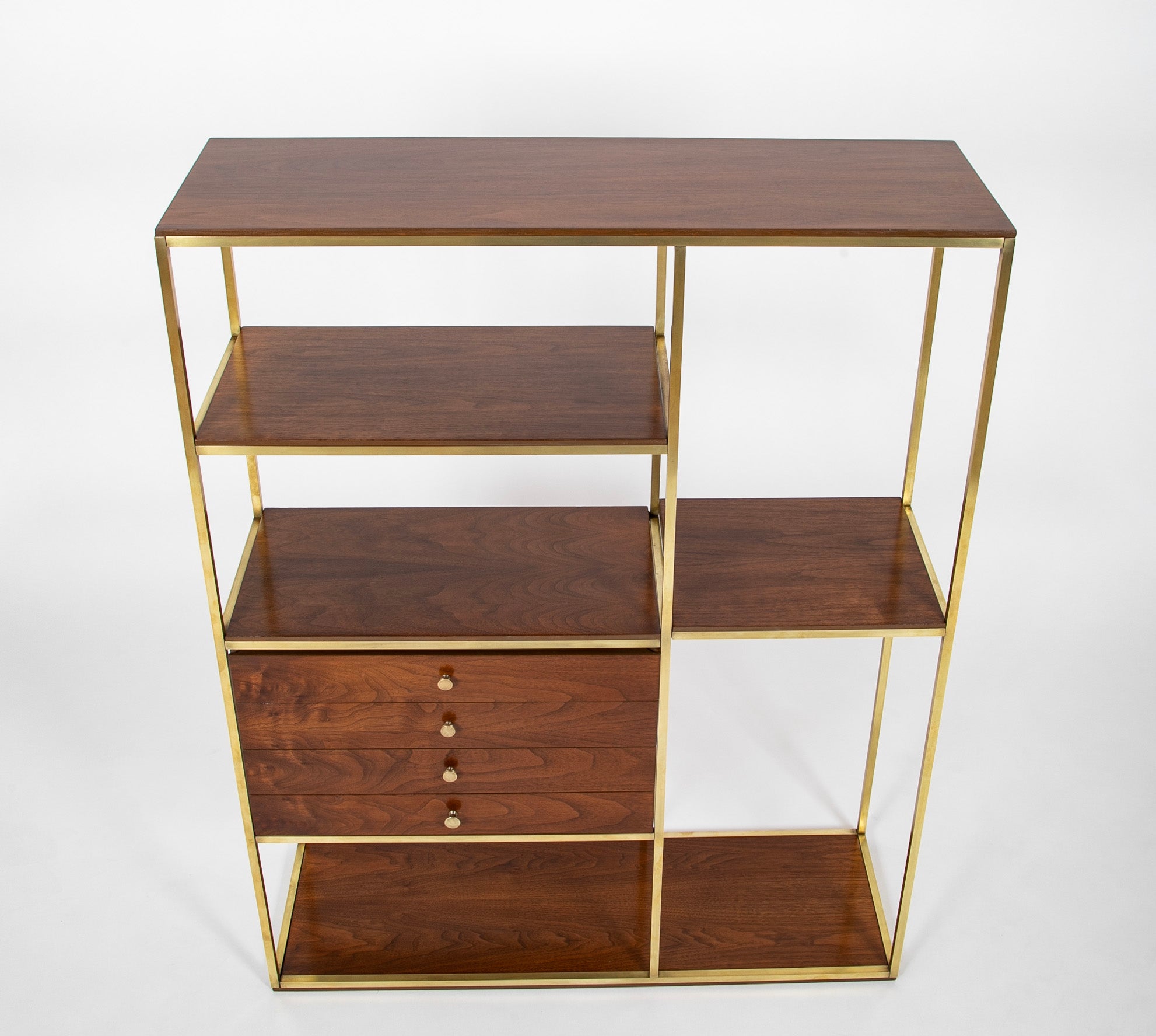 Paul McCobb Walnut & Brass Bookcase