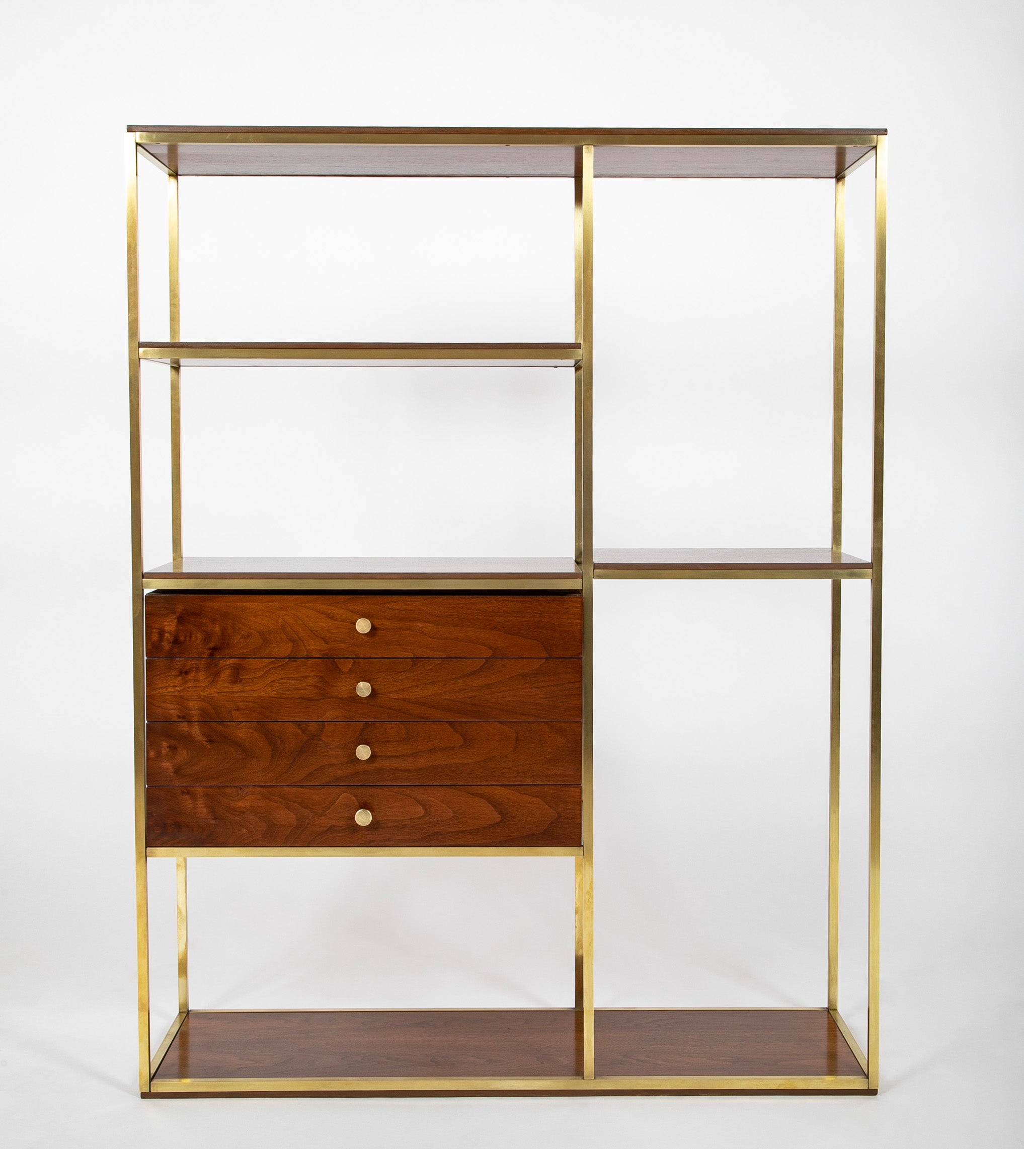 Paul McCobb Walnut & Brass Bookcase