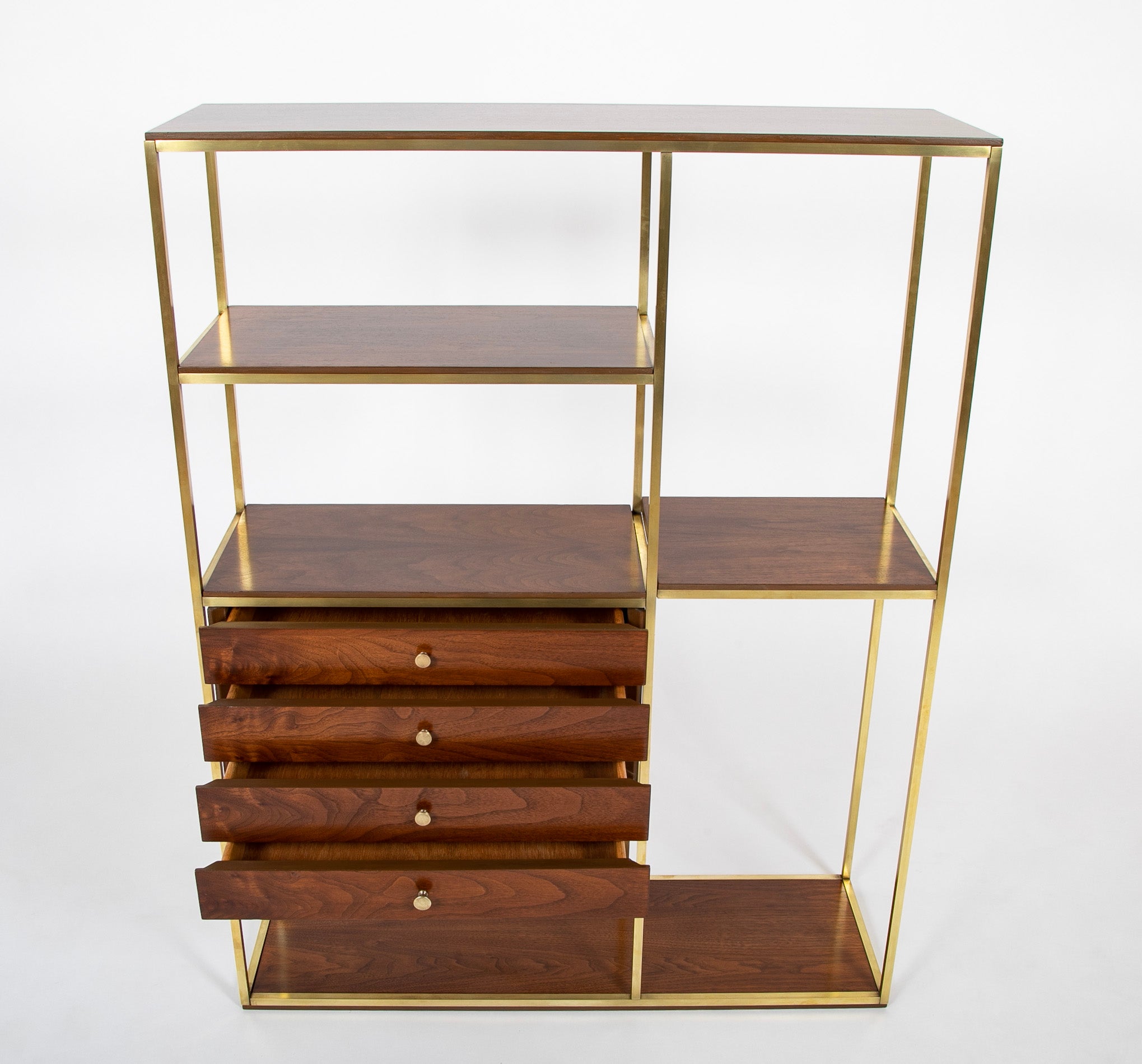 Paul McCobb Walnut & Brass Bookcase