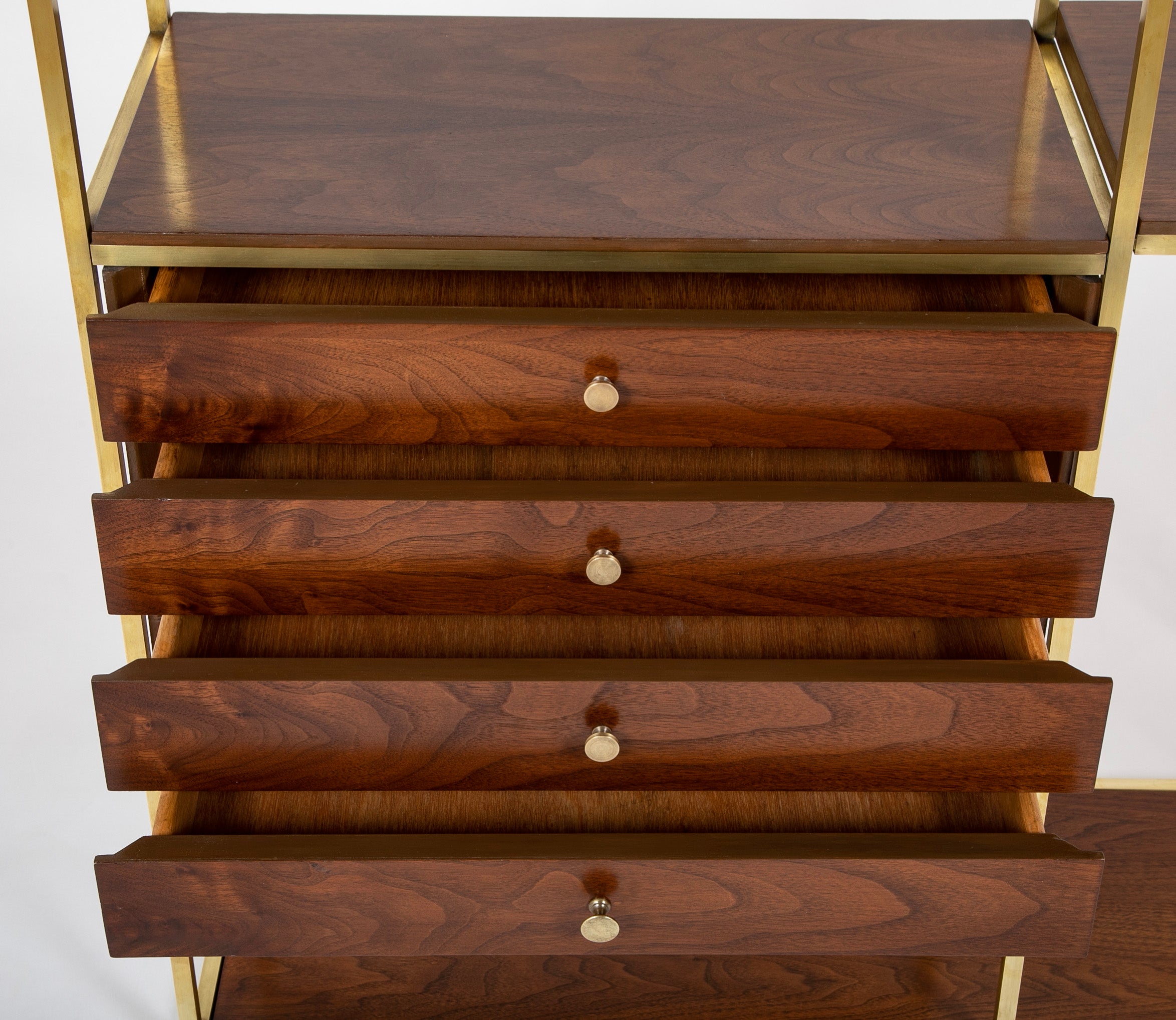Paul McCobb Walnut & Brass Bookcase