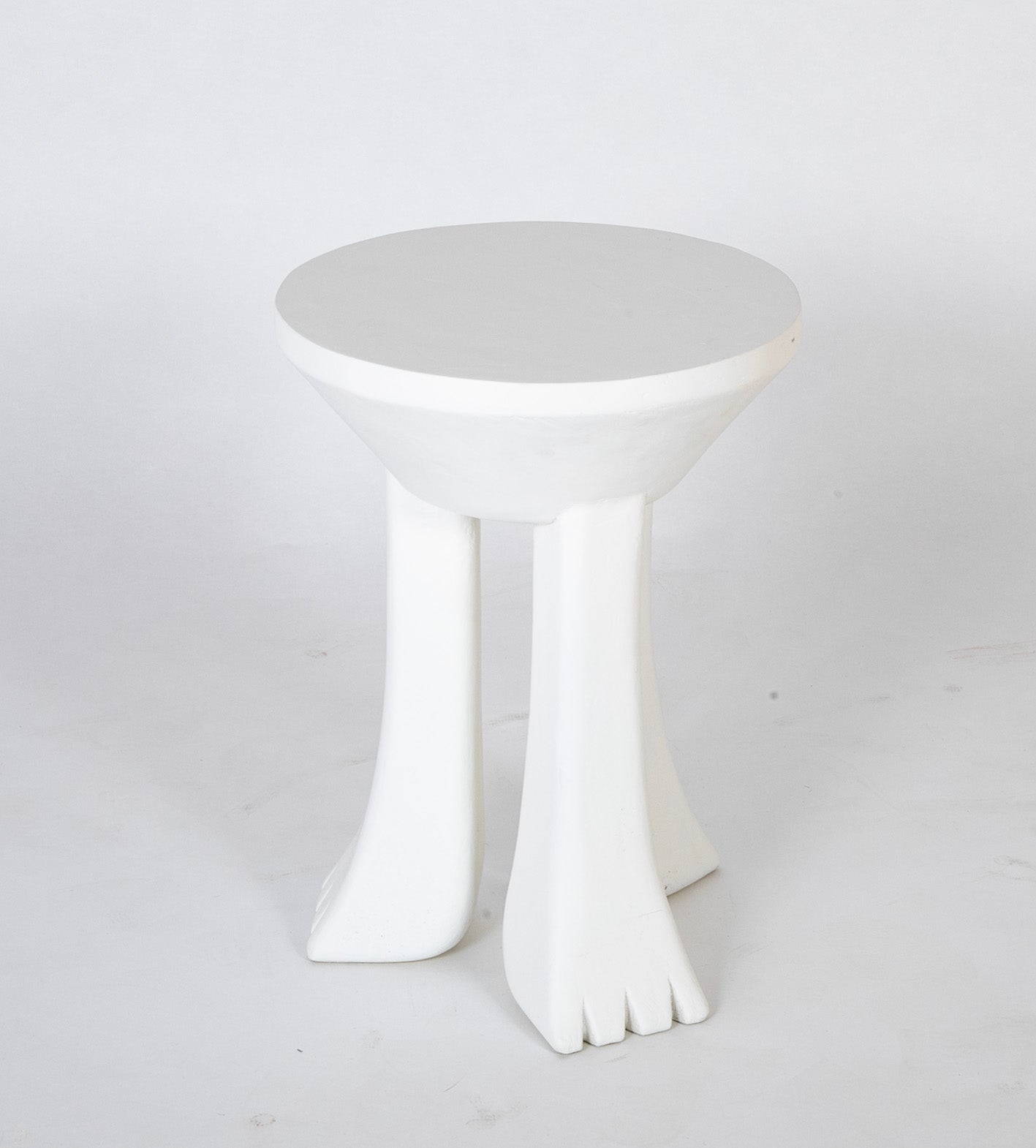 Plastered Fiberglass 3 Legged Table in the Style of John Dickinson