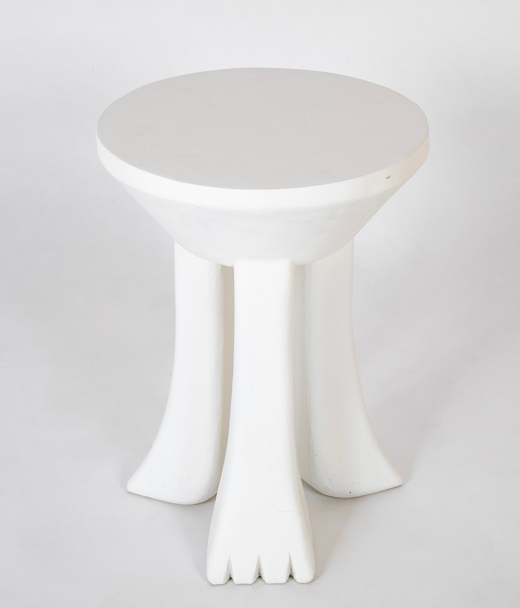 Plastered Fiberglass 3 Legged Table in the Style of John Dickinson