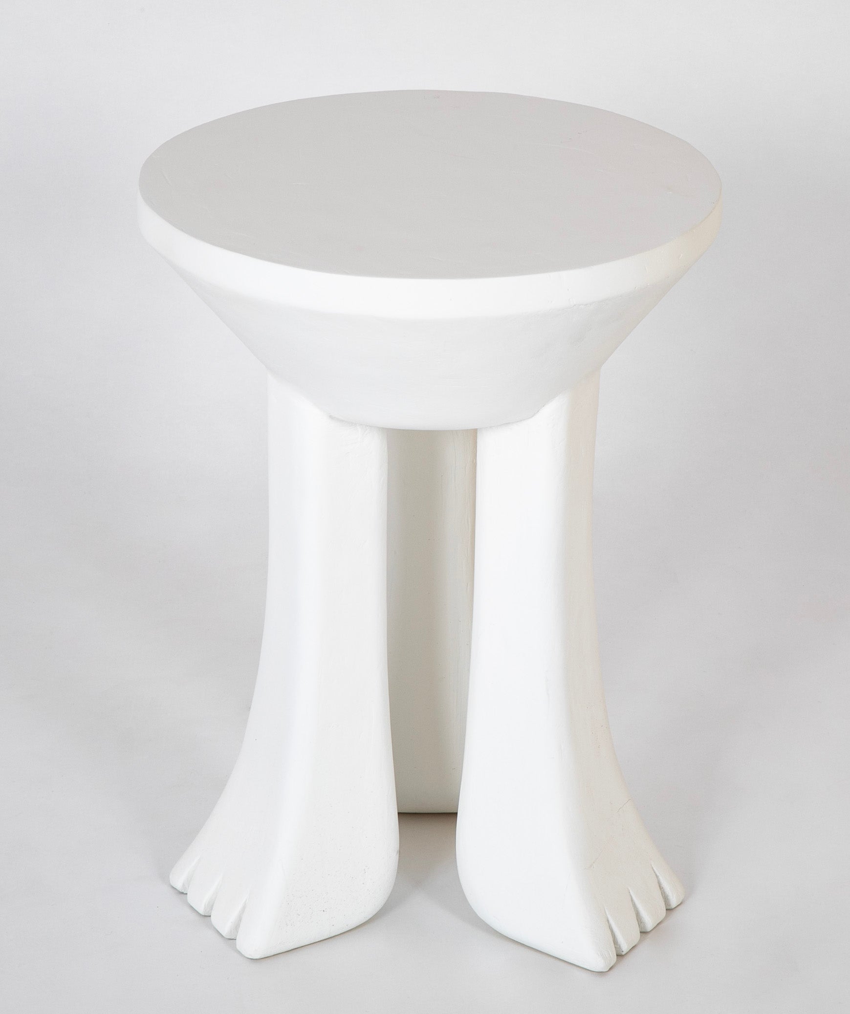 Plastered Fiberglass 3 Legged Table in the Style of John Dickinson