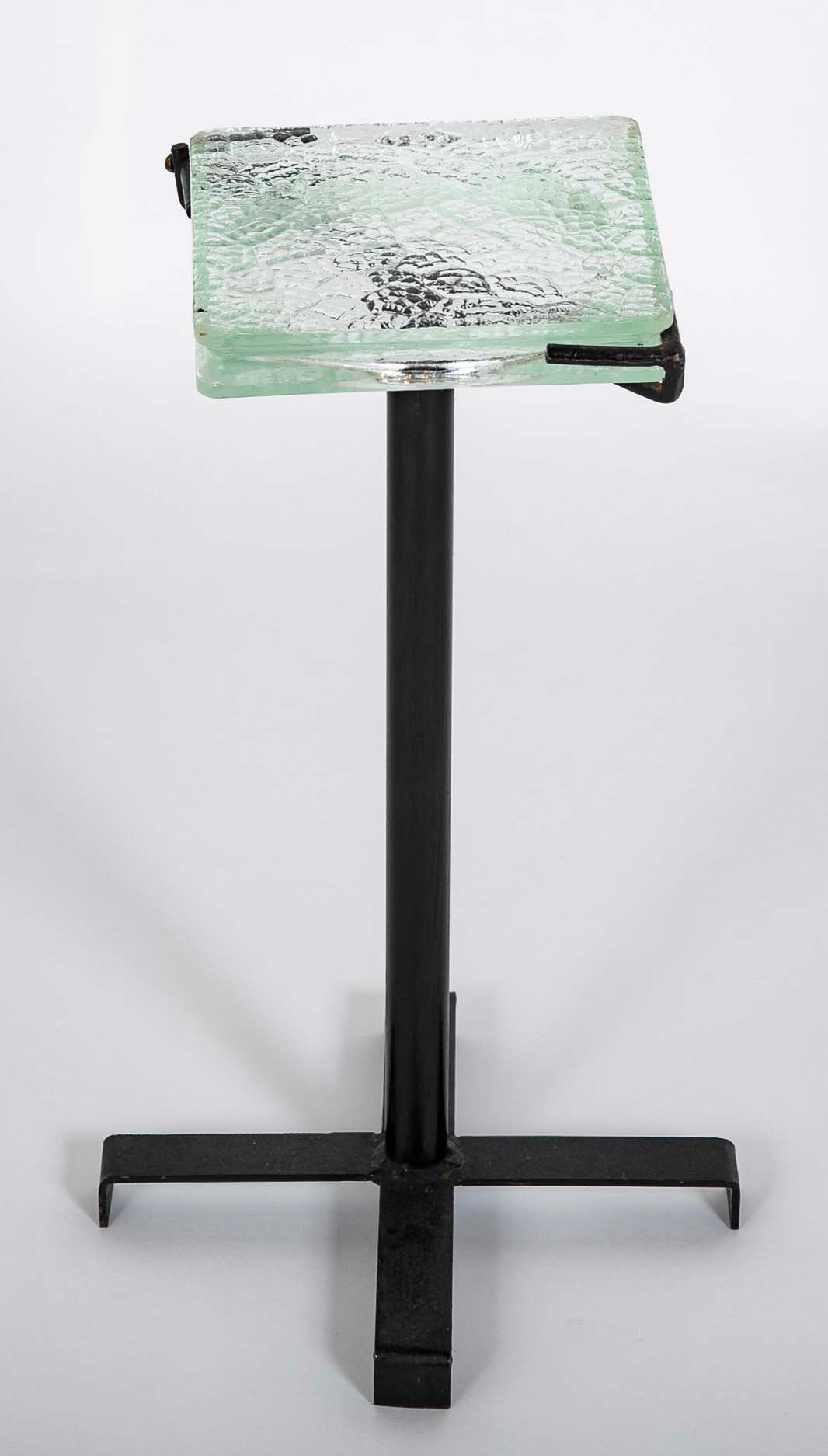 French Iron & Glass Occasional Table in the Style of Jacques Adnet