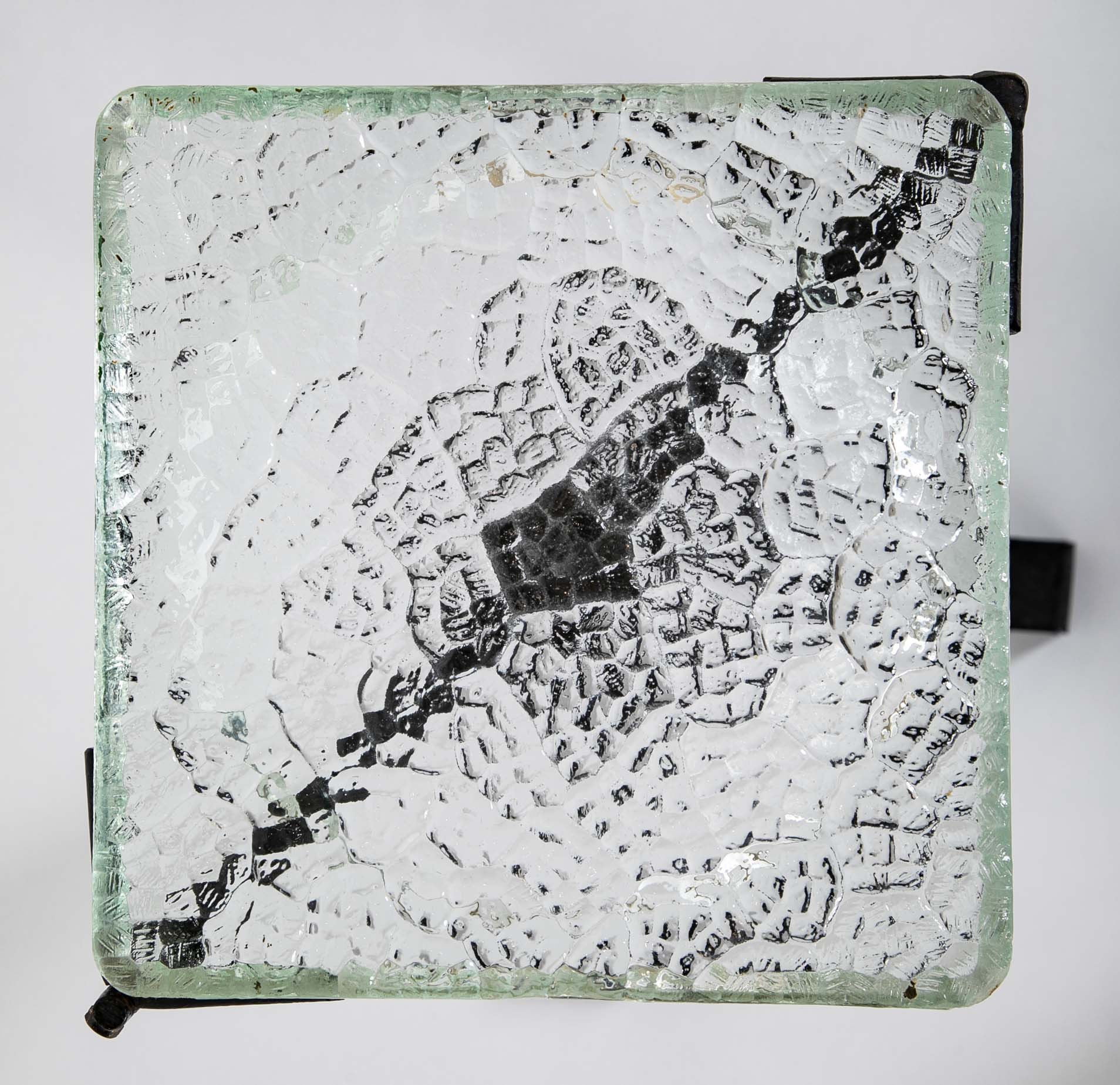 French Iron & Glass Occasional Table in the Style of Jacques Adnet