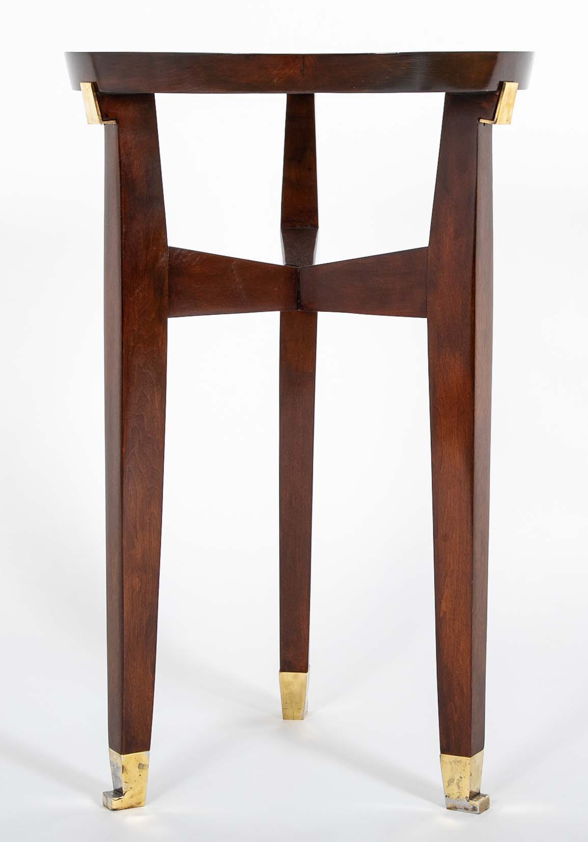 Pair of Round Mahogany Side Tables Attributed to Jacques Quinet