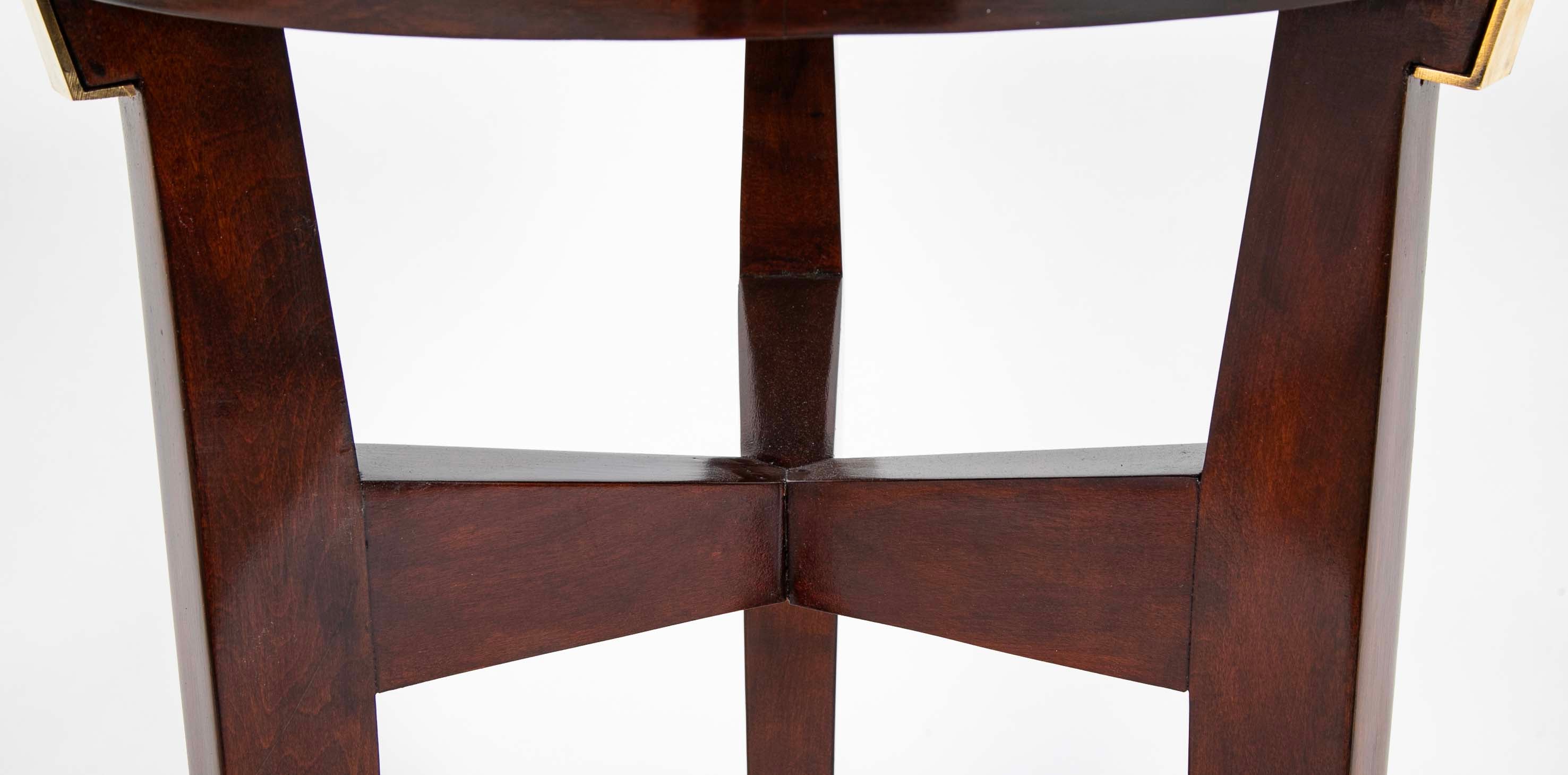 Pair of Round Mahogany Side Tables Attributed to Jacques Quinet