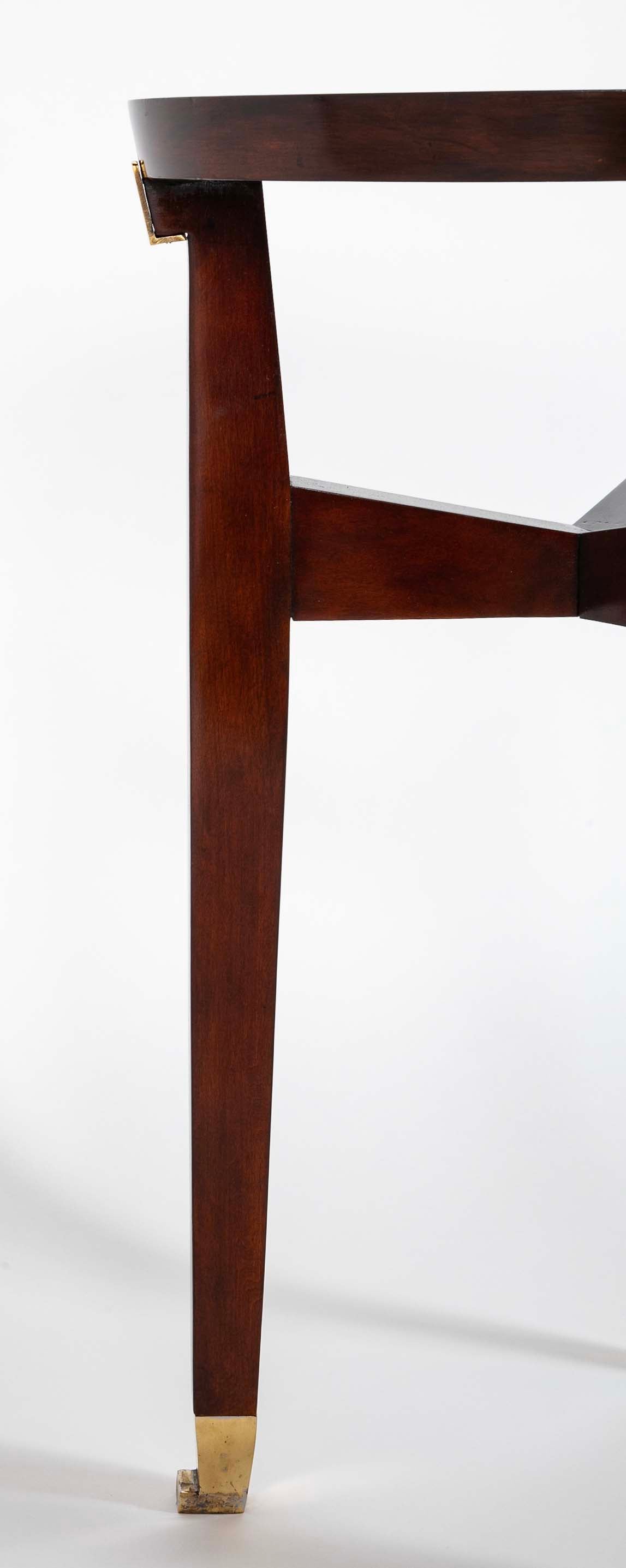 Pair of Round Mahogany Side Tables Attributed to Jacques Quinet