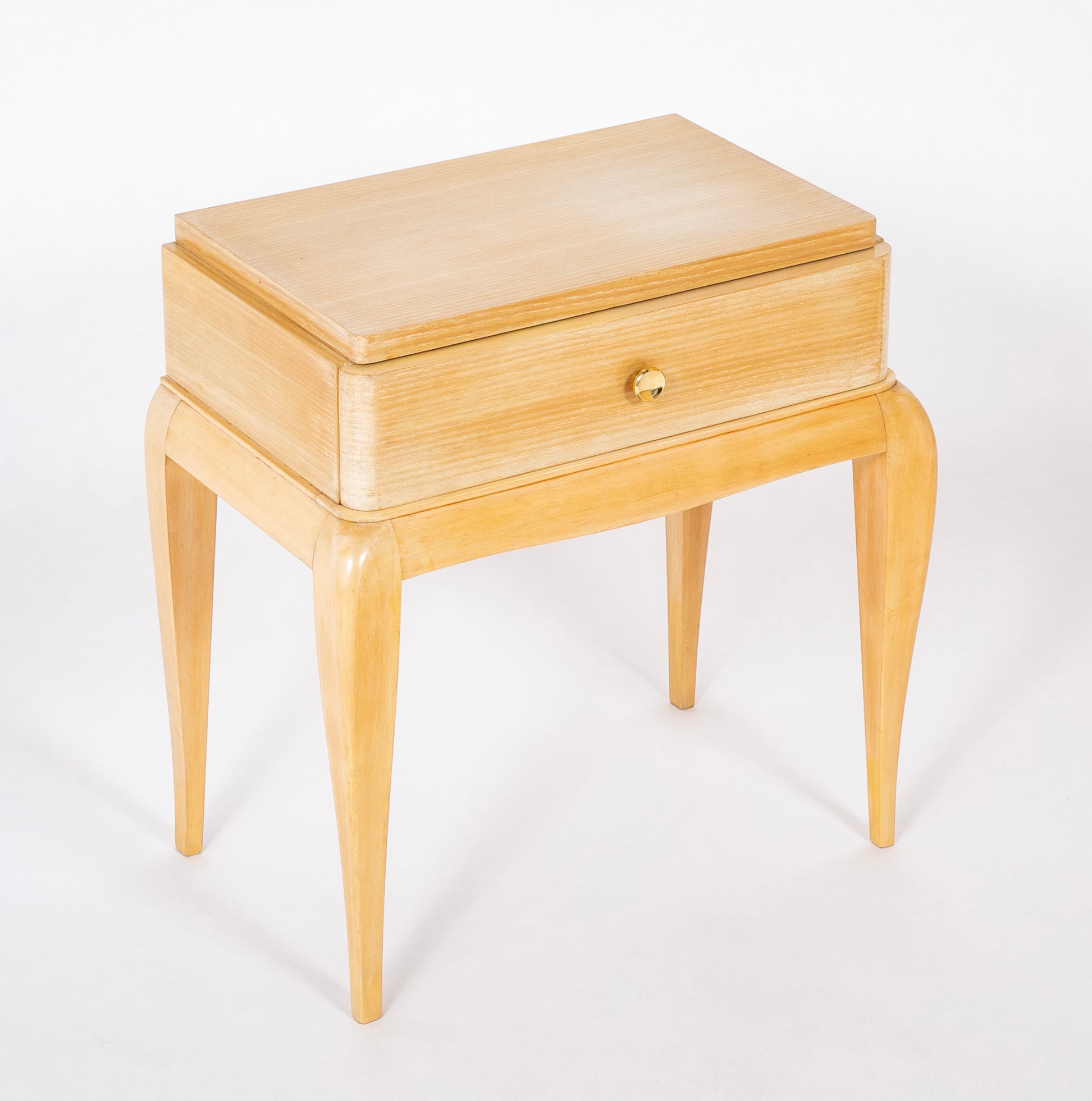 Pair of French Single Drawer Sycamore Veneer Bedside Tables