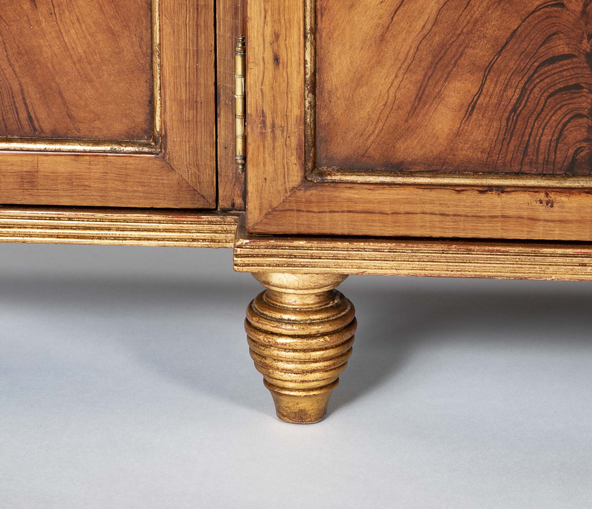 Burl Neoclassical Style Sideboard with Brass Gallery