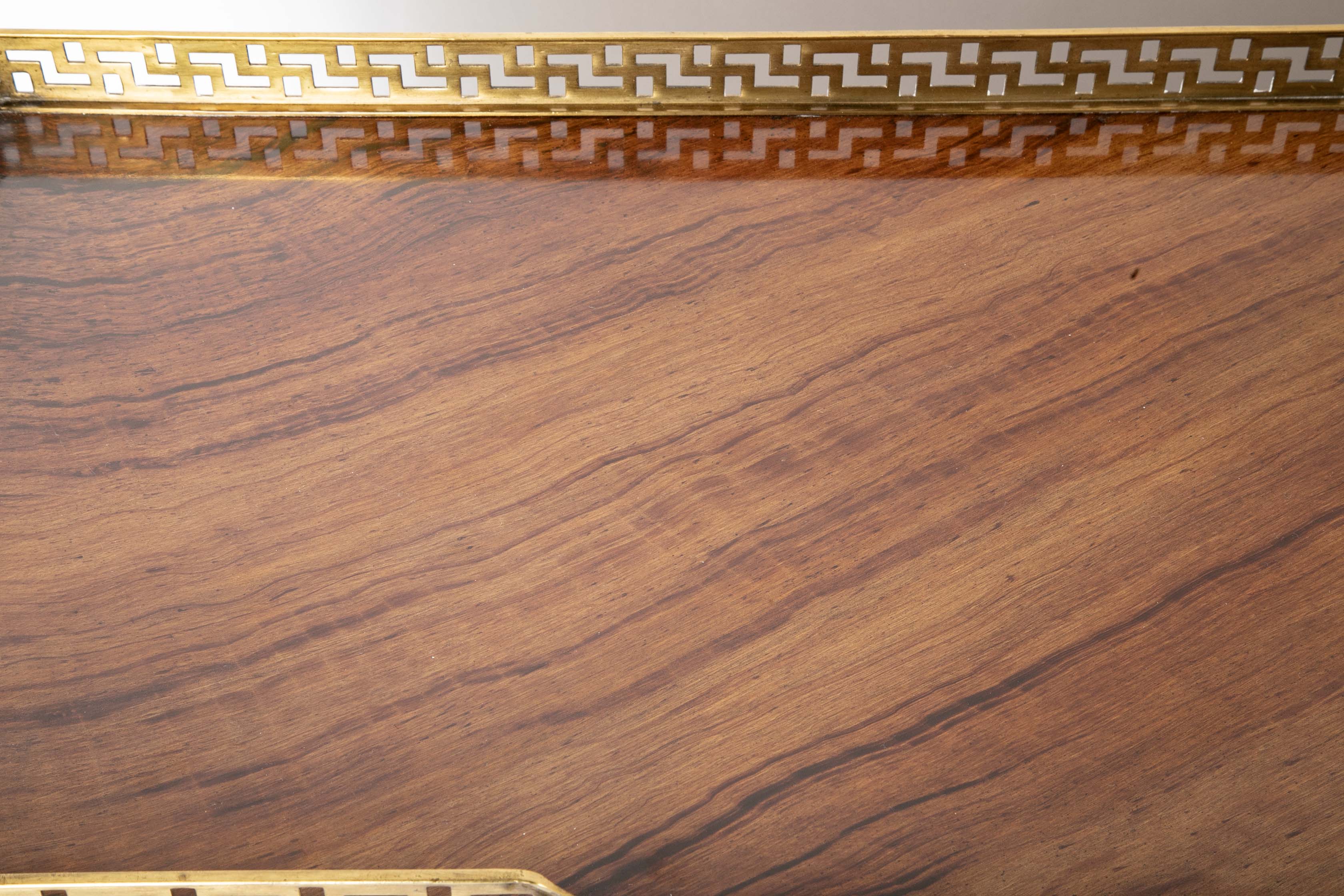 Burl Neoclassical Style Sideboard with Brass Gallery