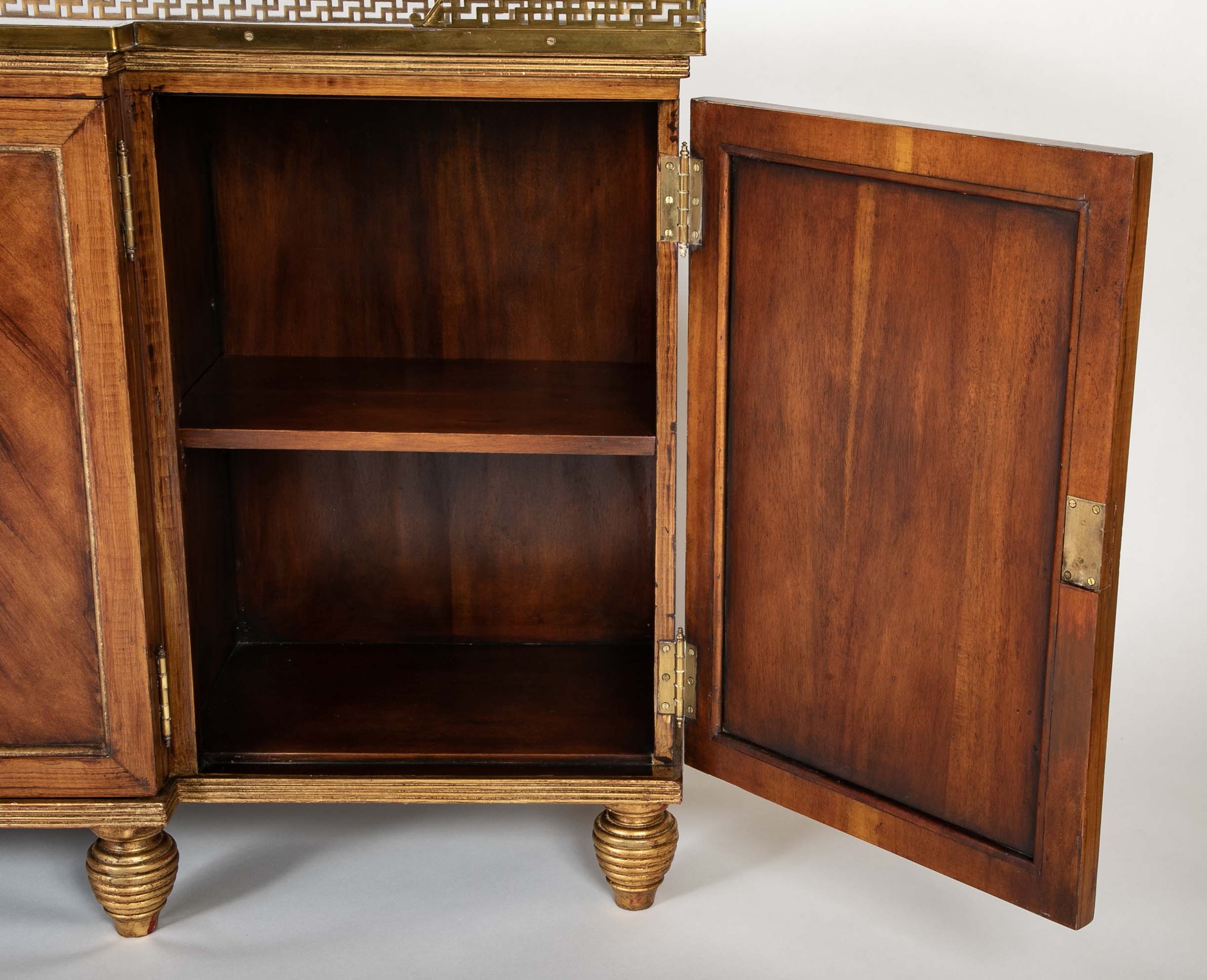 Burl Neoclassical Style Sideboard with Brass Gallery