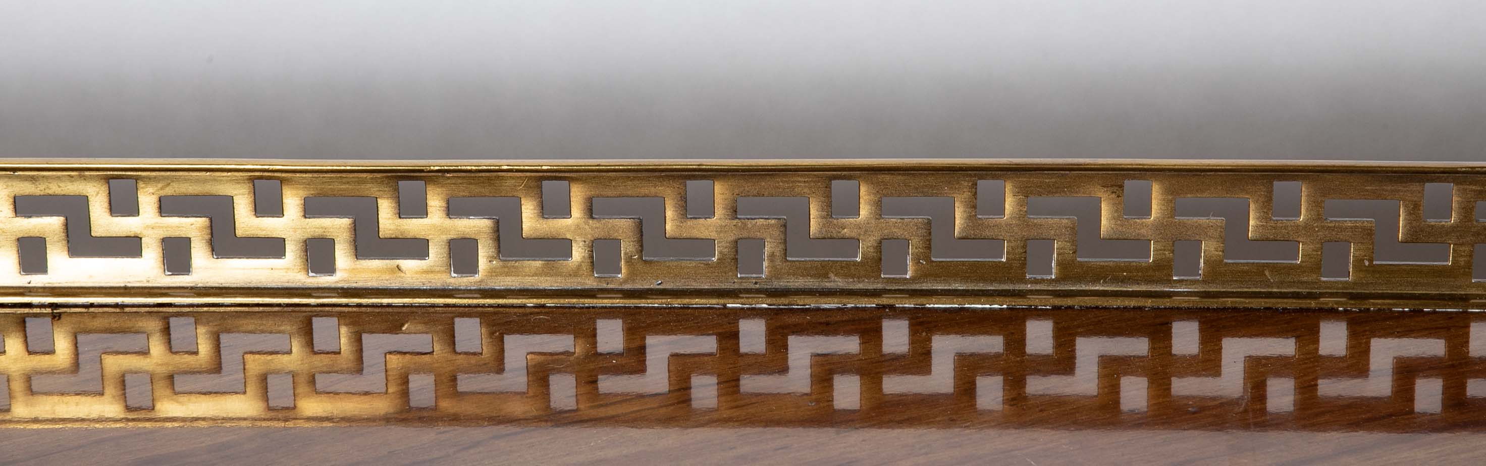 Burl Neoclassical Style Sideboard with Brass Gallery