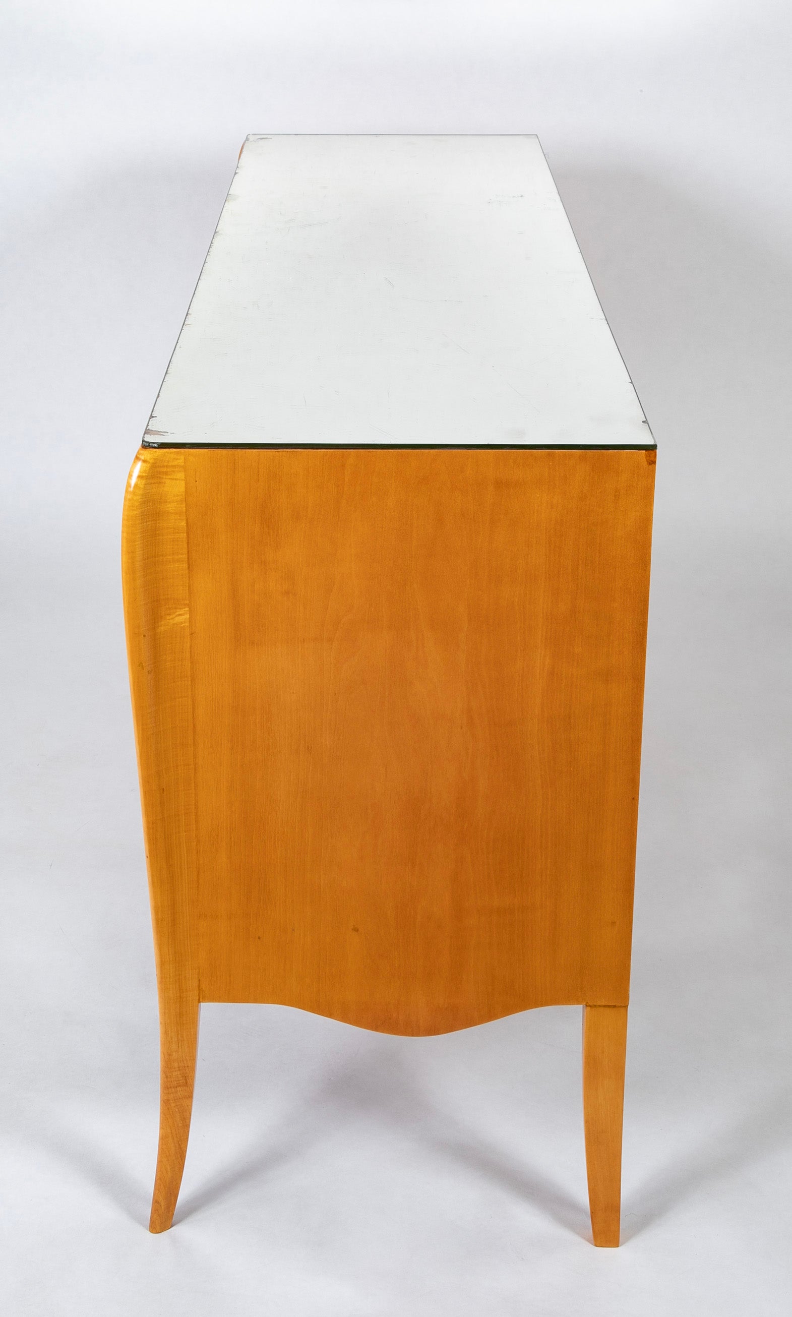 A French Mid-Century Parchment Front Six Drawer Chest