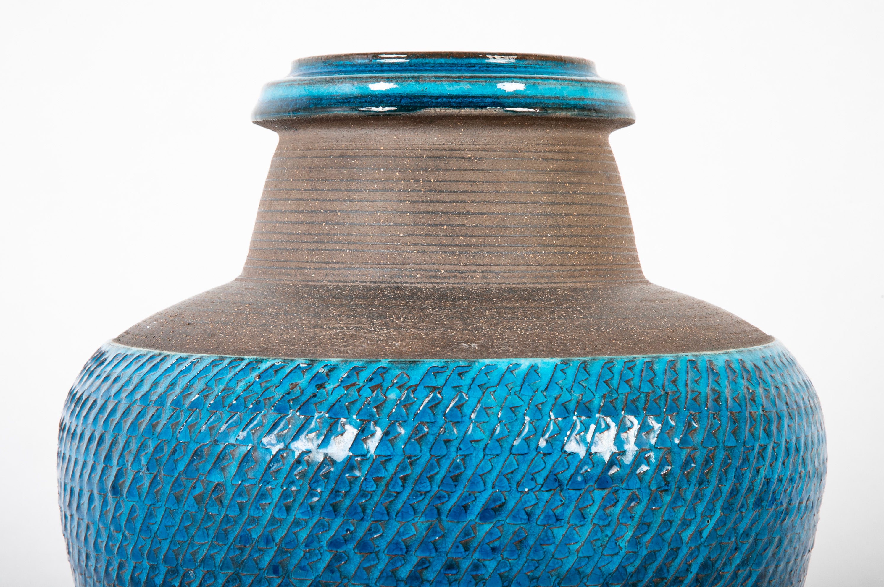 A Nils Kahler Stoneware Vase with Partial Turquoise Glaze
