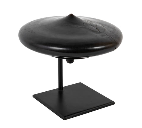 Dayak Hardwood Spinning Top from Borneo with Modern Stand