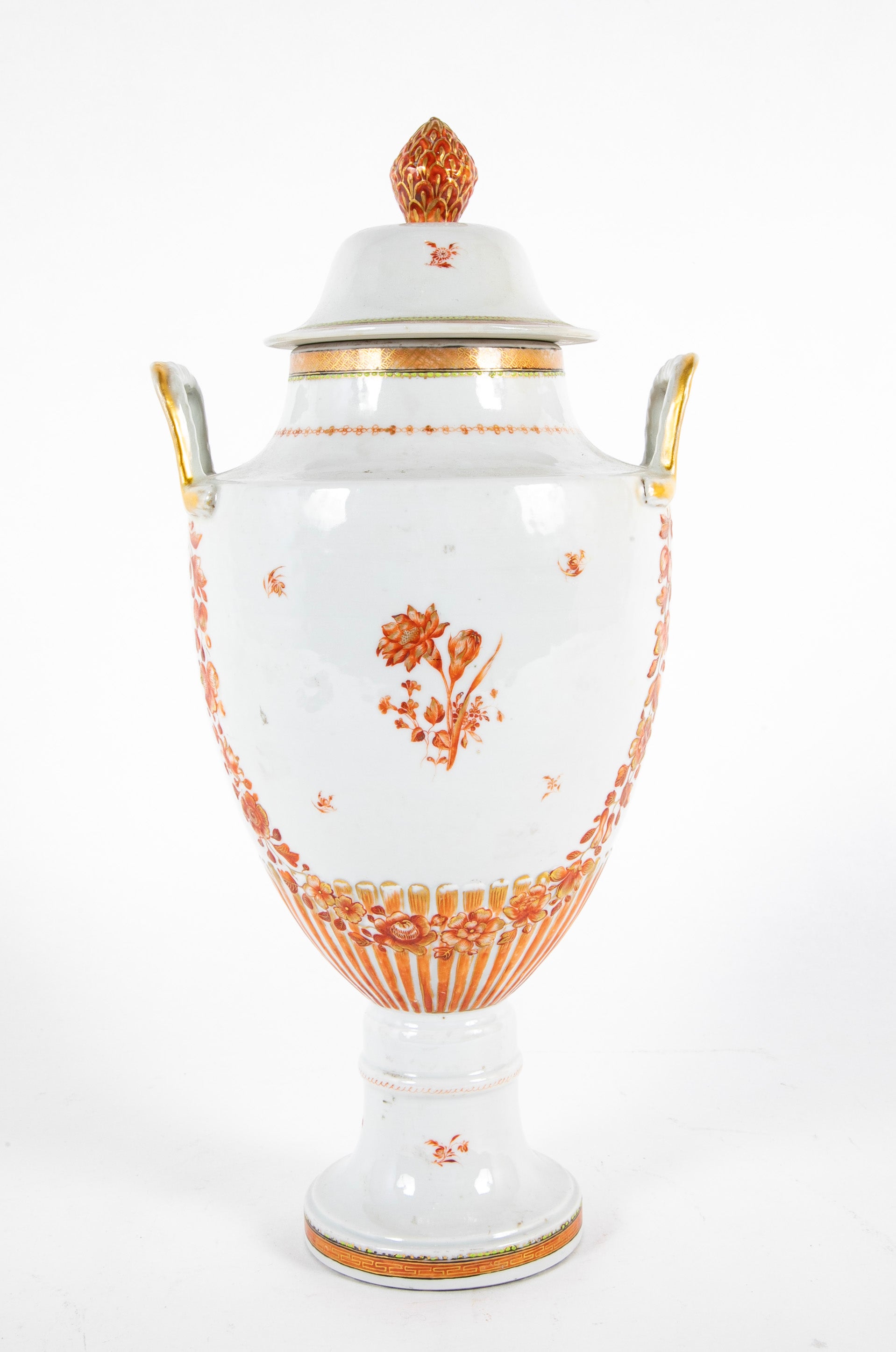 Chinese Export Lidded Urn With Iron Red and Gilt Design