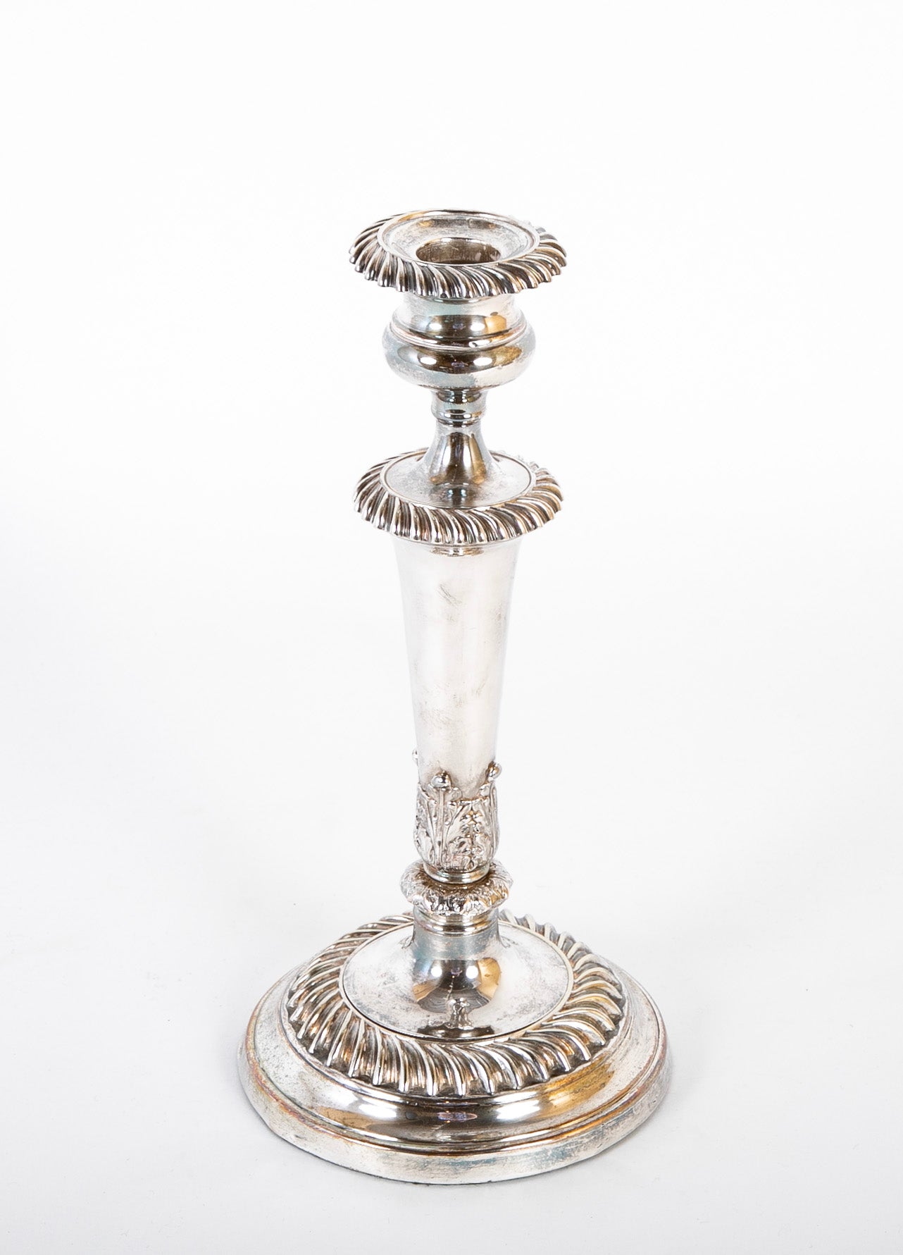 Set of Four 950 Silver Candlesticks with Acanthus Design on Base