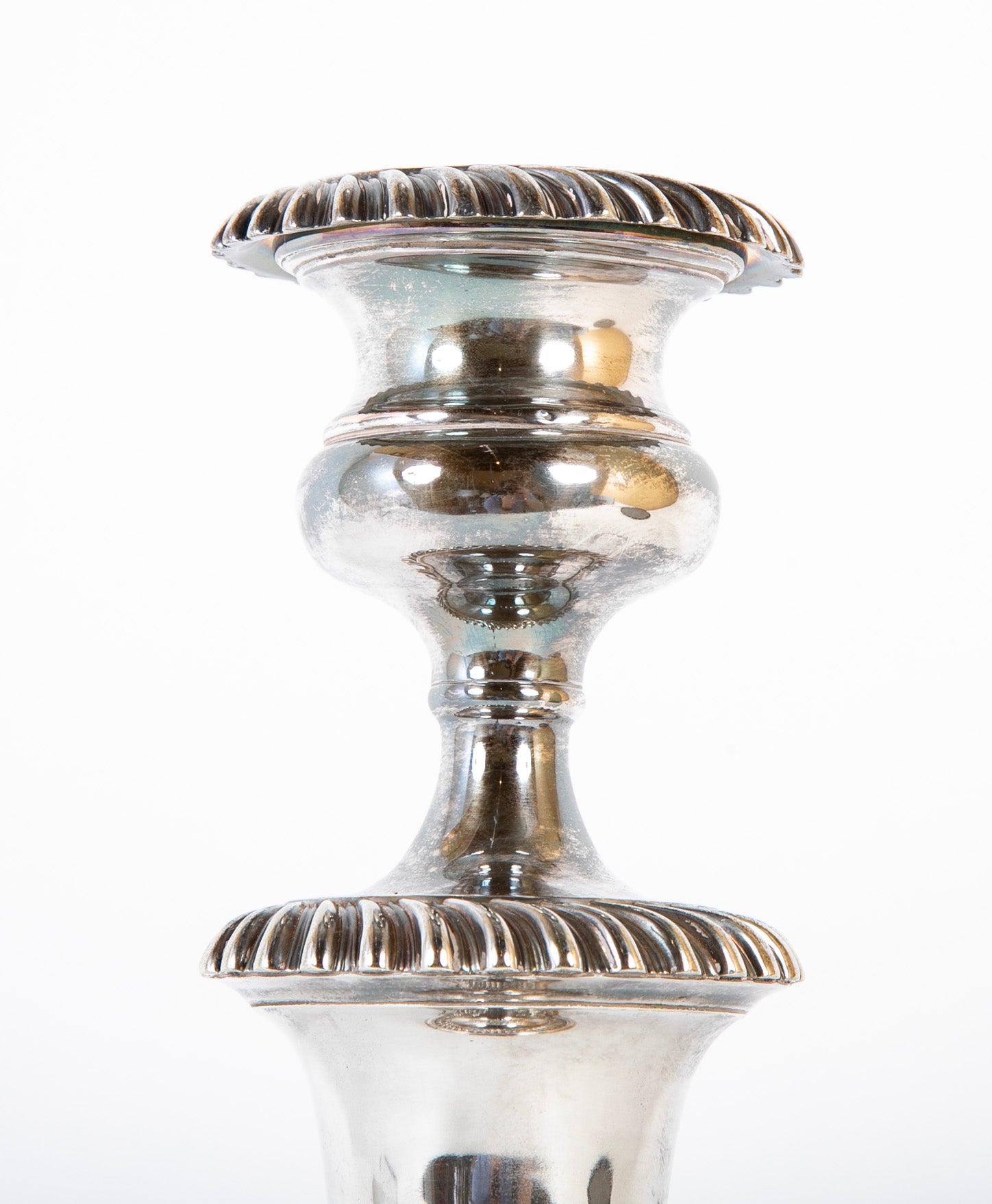 Set of Four 950 Silver Candlesticks with Acanthus Design on Base