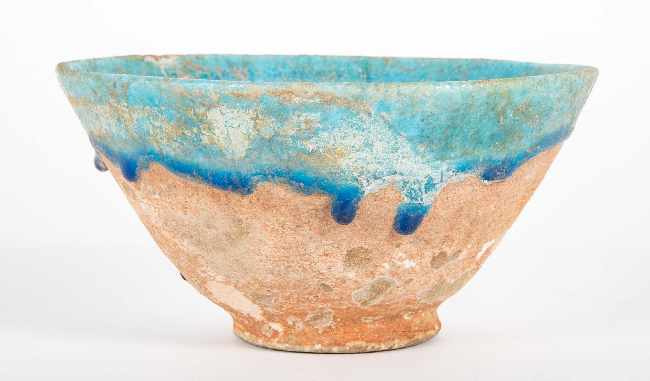 10th Century Near East Conical Form Bowl with Turquoise Glaze