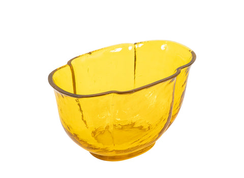 Four Lobed Yellow Bristol Glass Bowl