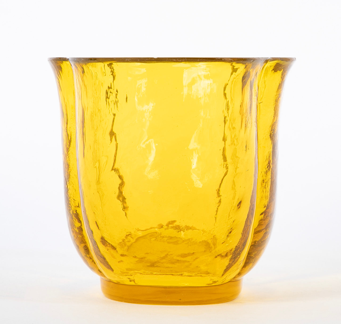 Four Lobed Yellow Bristol Glass Bowl
