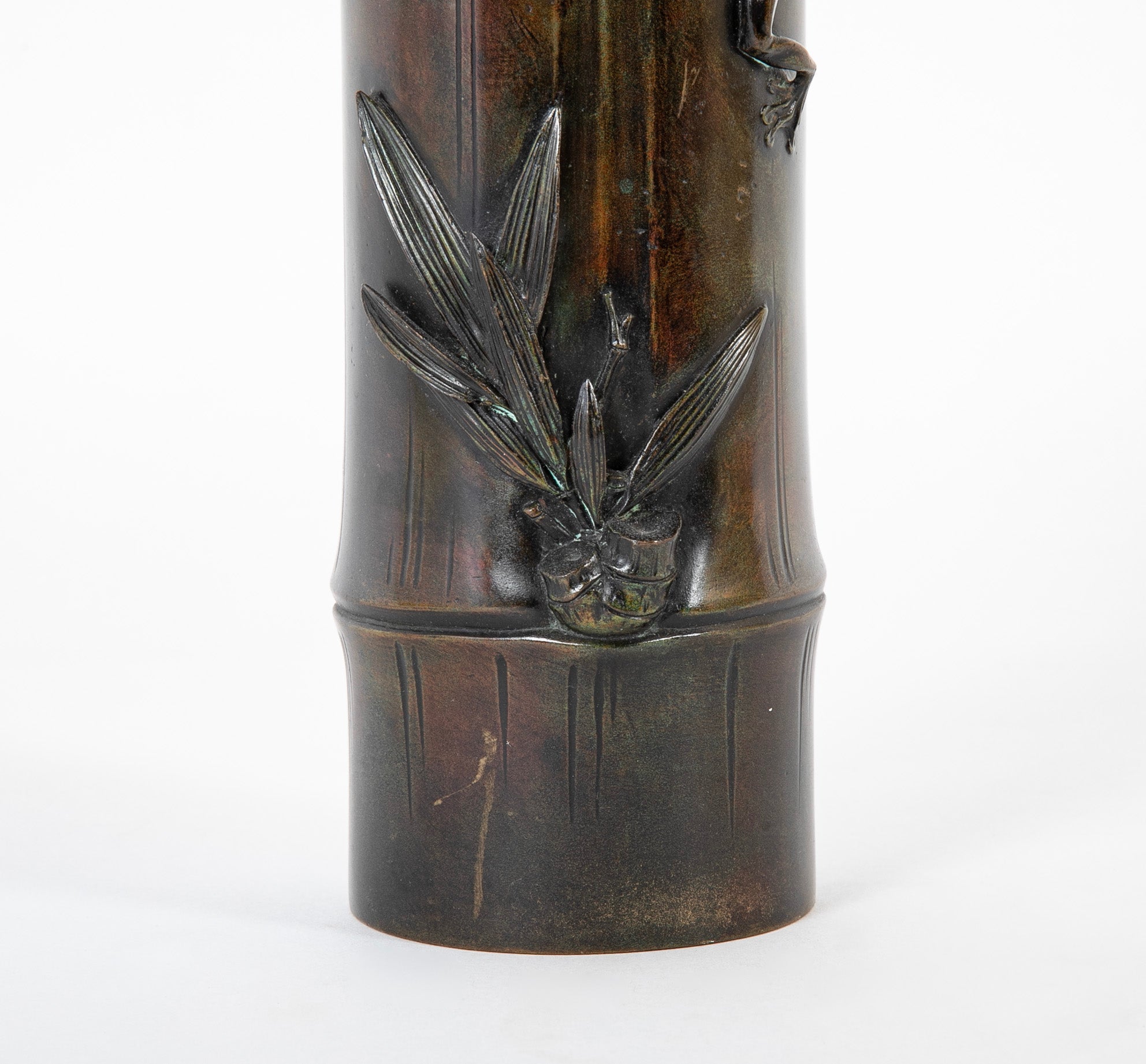 A Japanese Bronze Ikebana Vase with Loop Handles
