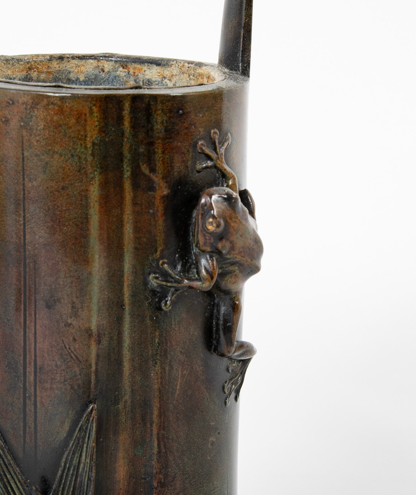 A Japanese Bronze Ikebana Vase with Loop Handles