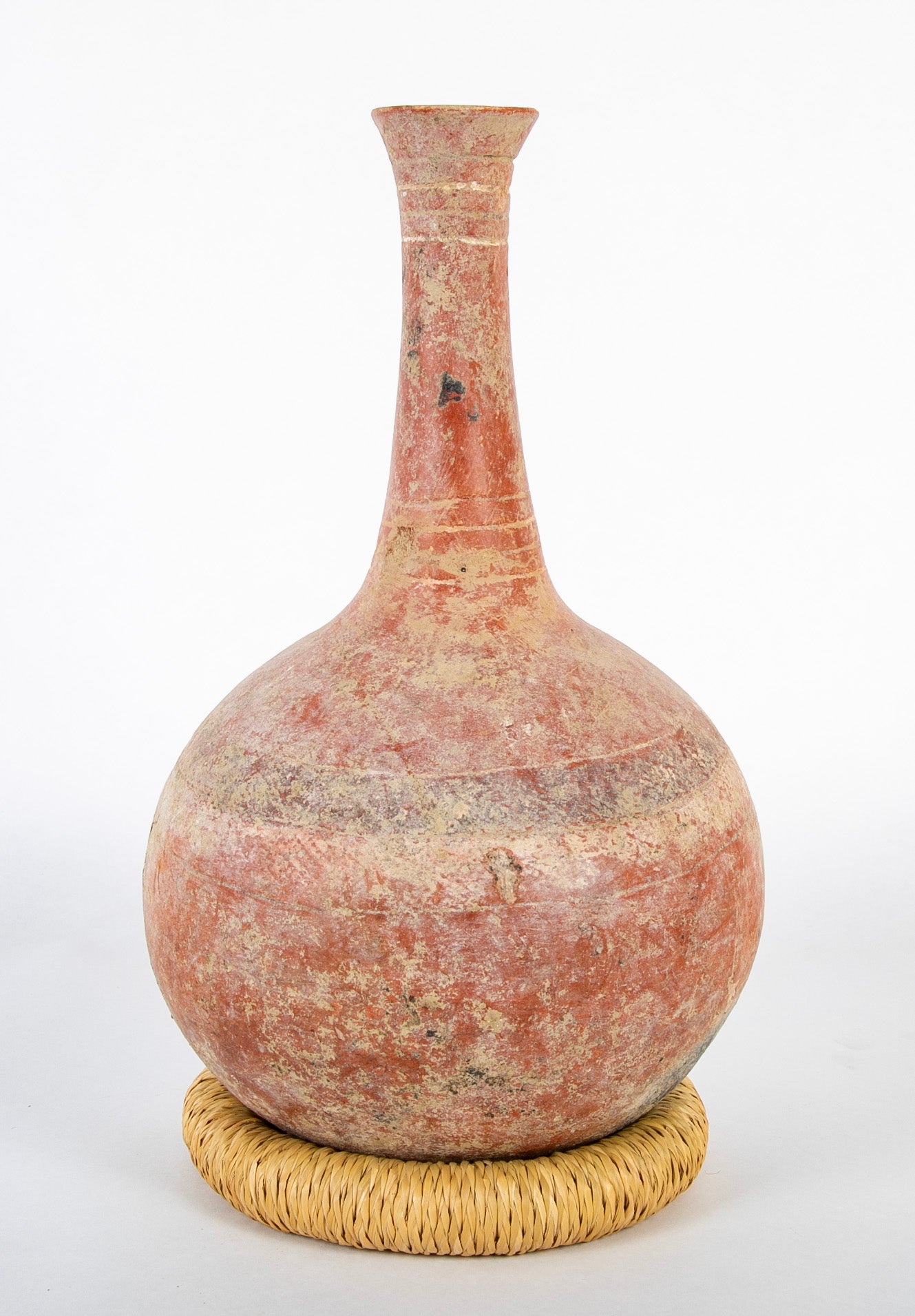 Dejenne, Mali Orb Form Terracotta Vessel with Elongated Neck