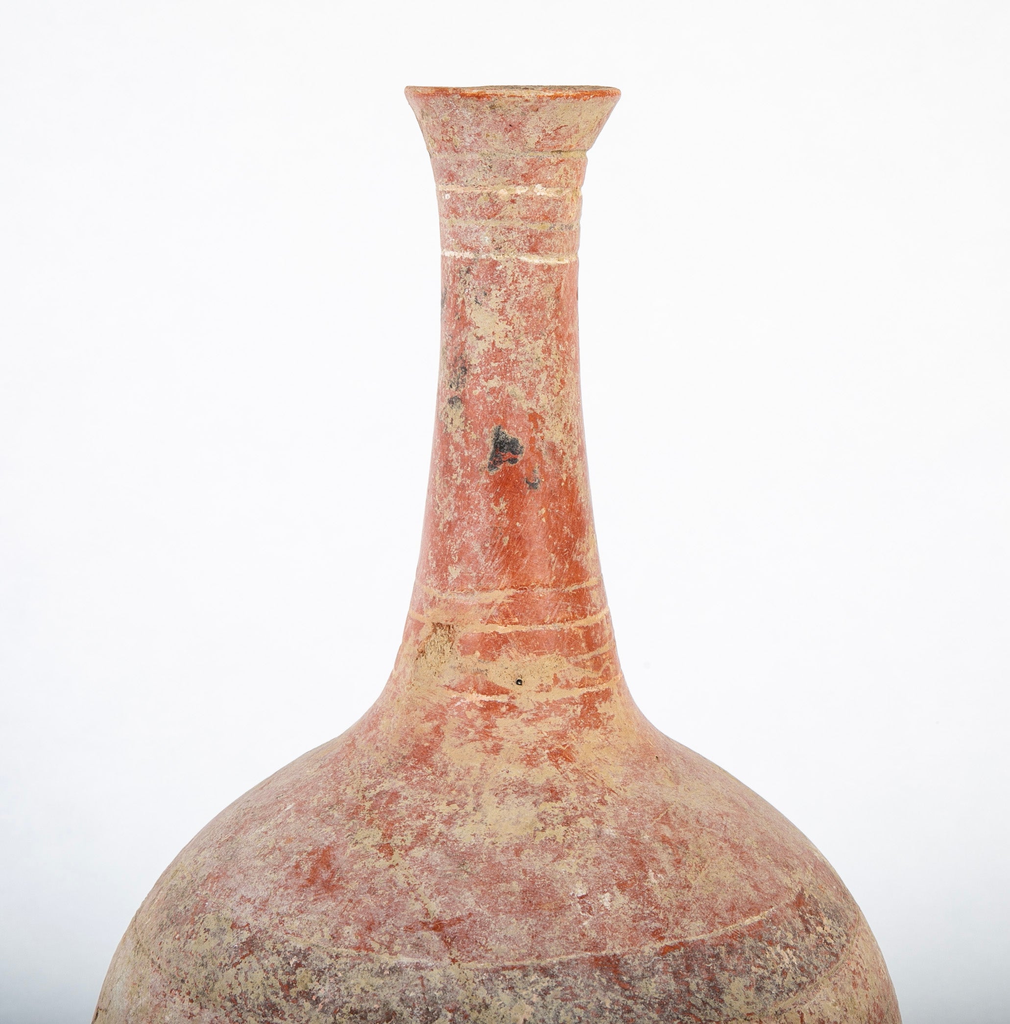 Dejenne, Mali Orb Form Terracotta Vessel with Elongated Neck