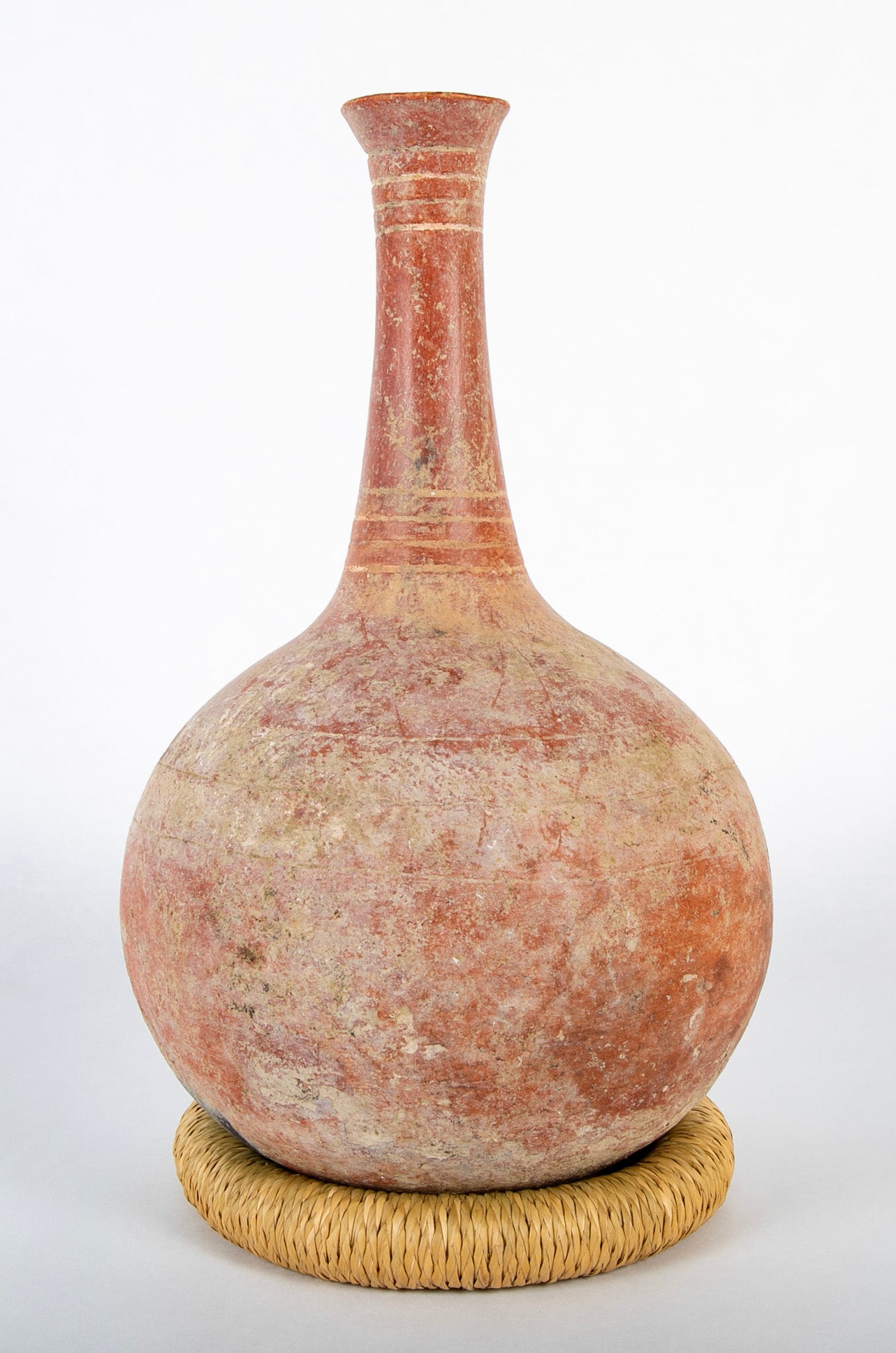 Dejenne, Mali Orb Form Terracotta Vessel with Elongated Neck