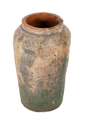 Chinese Han Dynasty Tapered Cylindrical Pottery Storage Jar