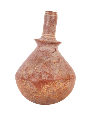 Dejenne, Mali Red Clay Bulbous Vessel with White Slip Decor