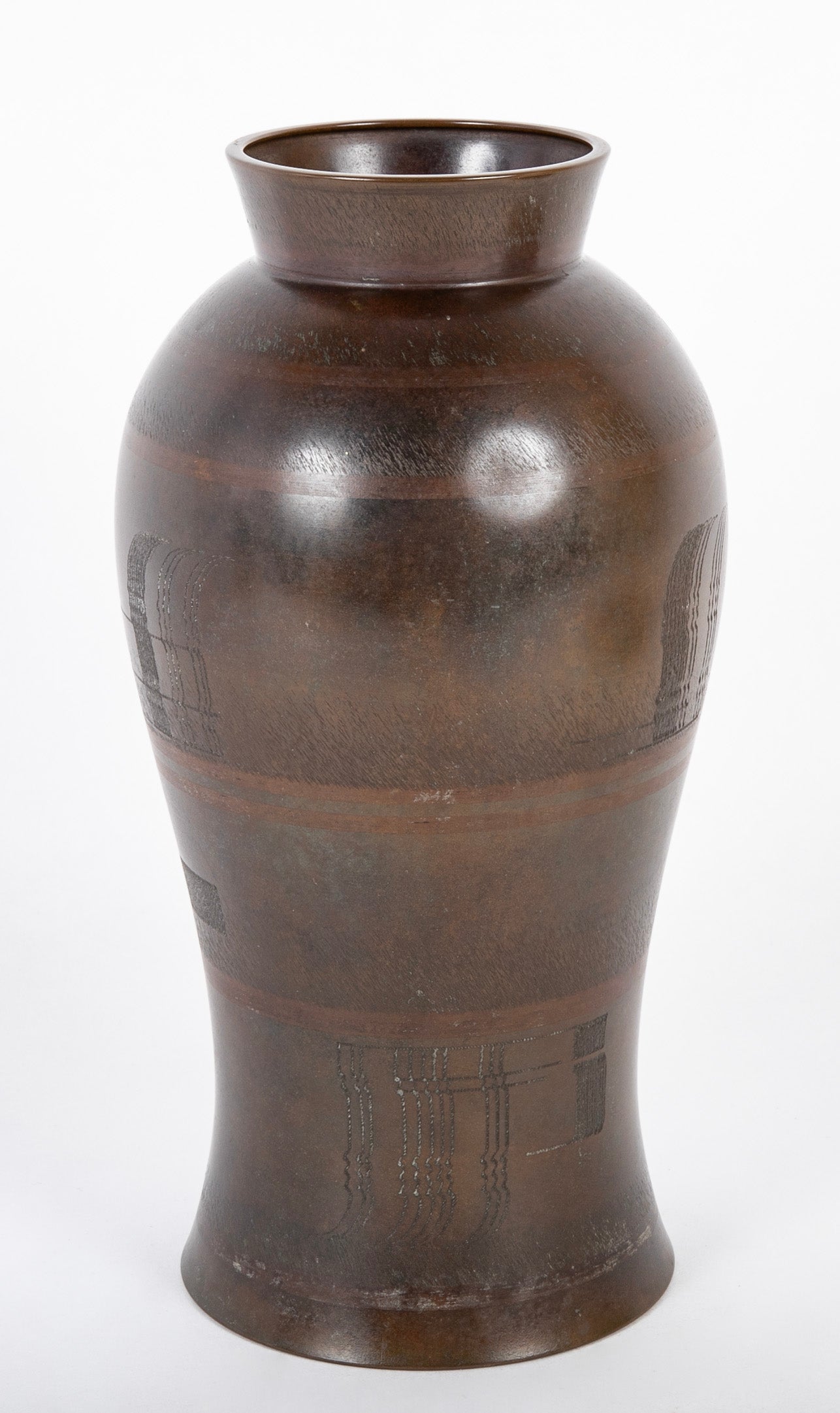 Pair of Baluster Form WMF Metal Vases